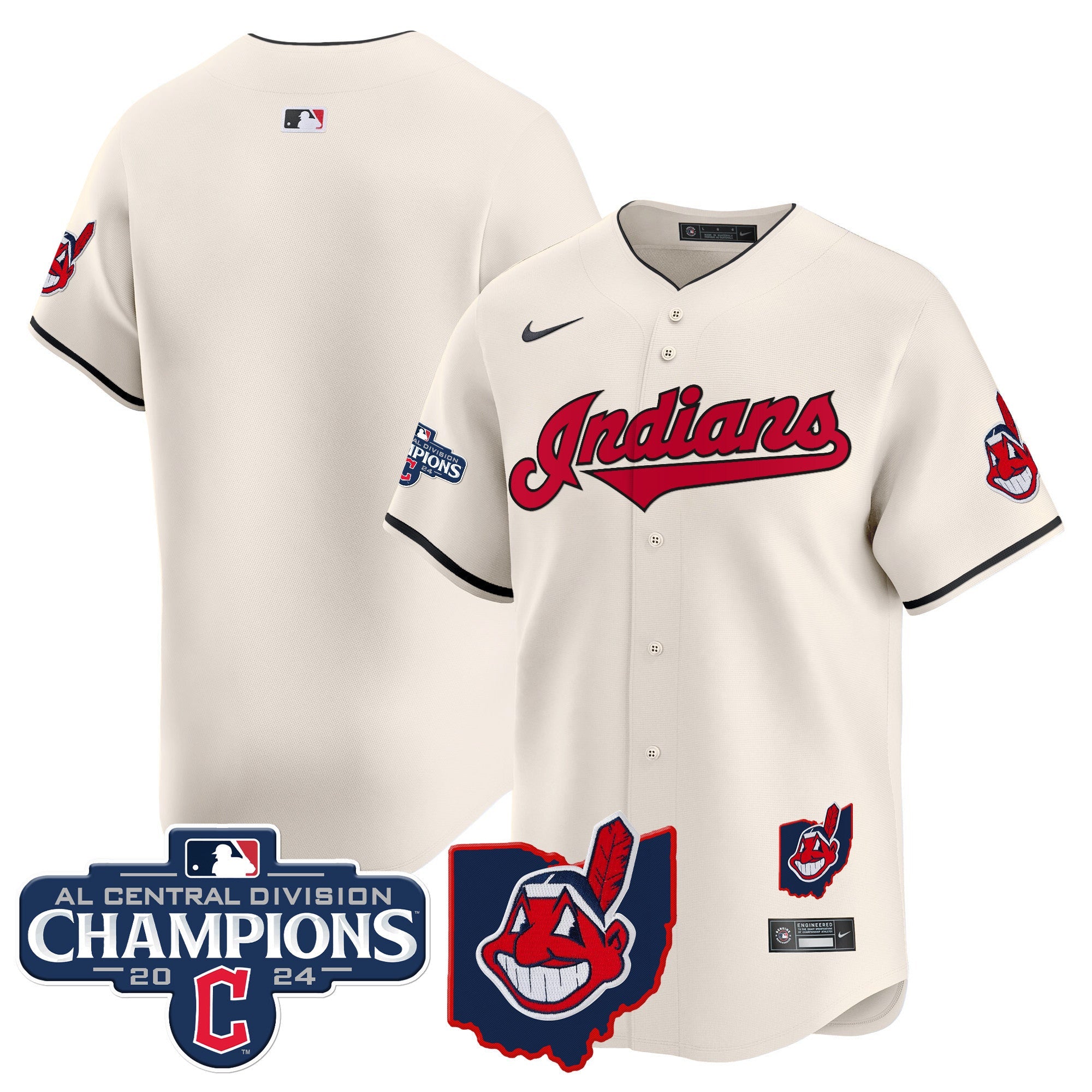 Men’s Cleveland Indians 2024 AL Central Division Champions Vapor Premier Limited Jersey