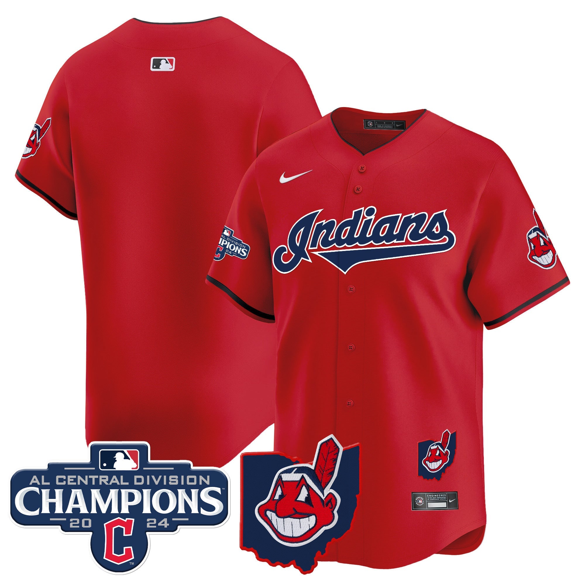 Men’s Cleveland Indians 2024 AL Central Division Champions Vapor Premier Limited Jersey