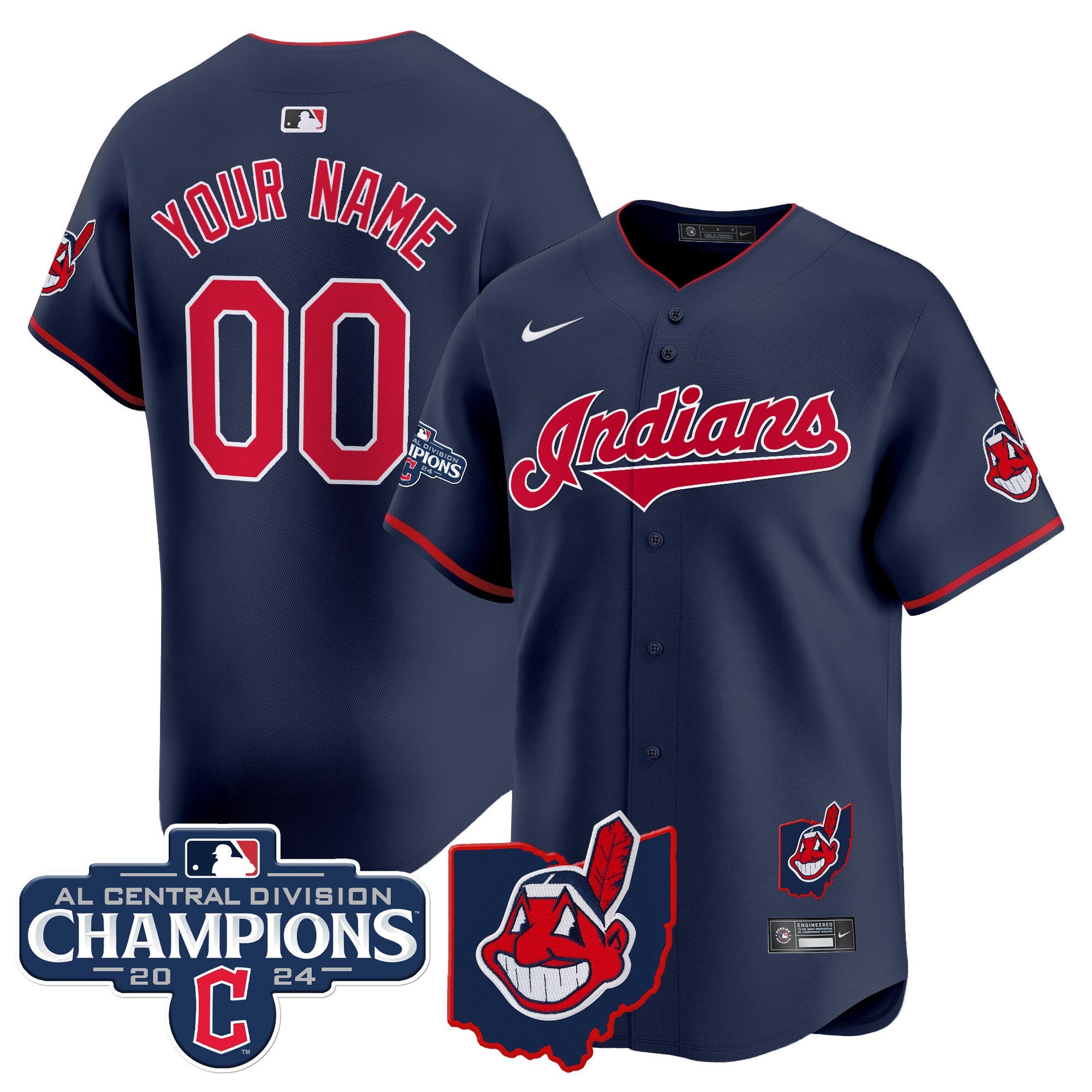Cleveland Indians 2024 AL Central Division Champions Vapor Premier Limited Custom Jersey