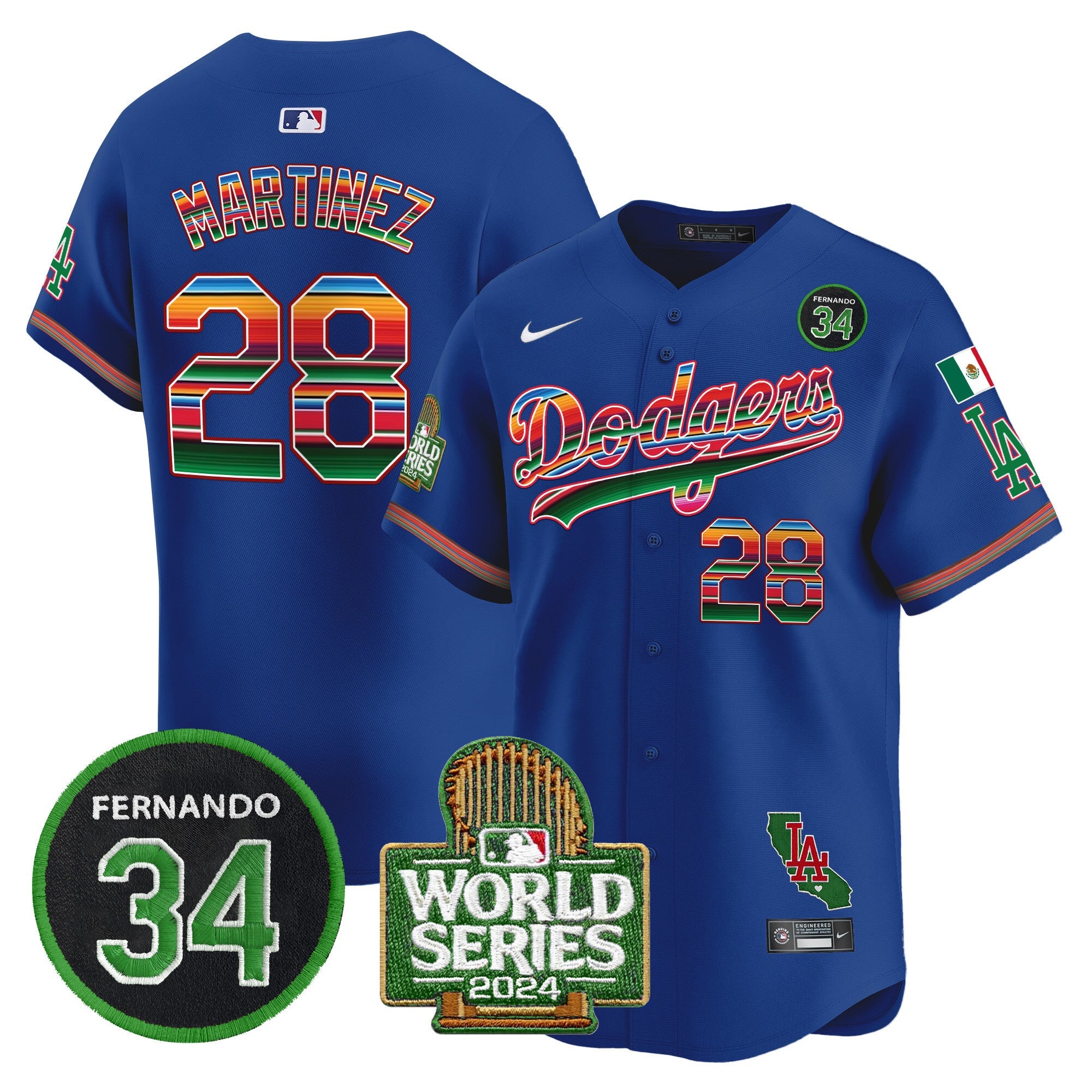 Men’s Mexico Fernando Memorial & 2024 World Series Patch Vapor Premier Limited Jersey