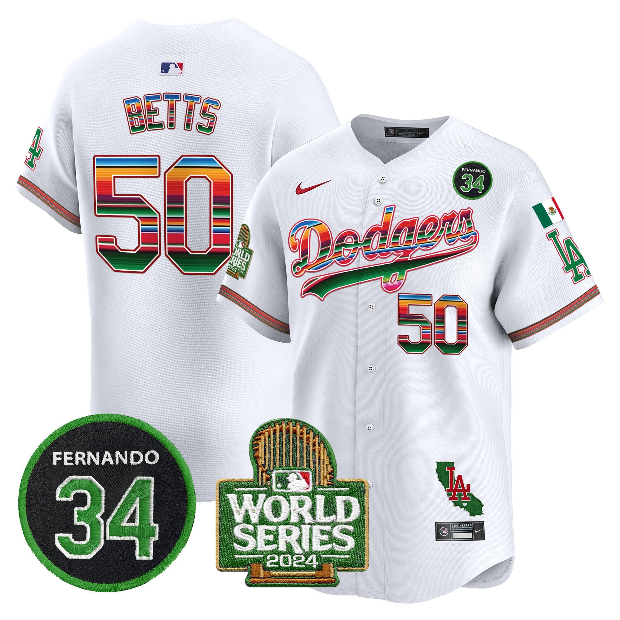 Men’s Mexico Fernando Memorial & 2024 World Series Patch Vapor Premier Limited Jersey