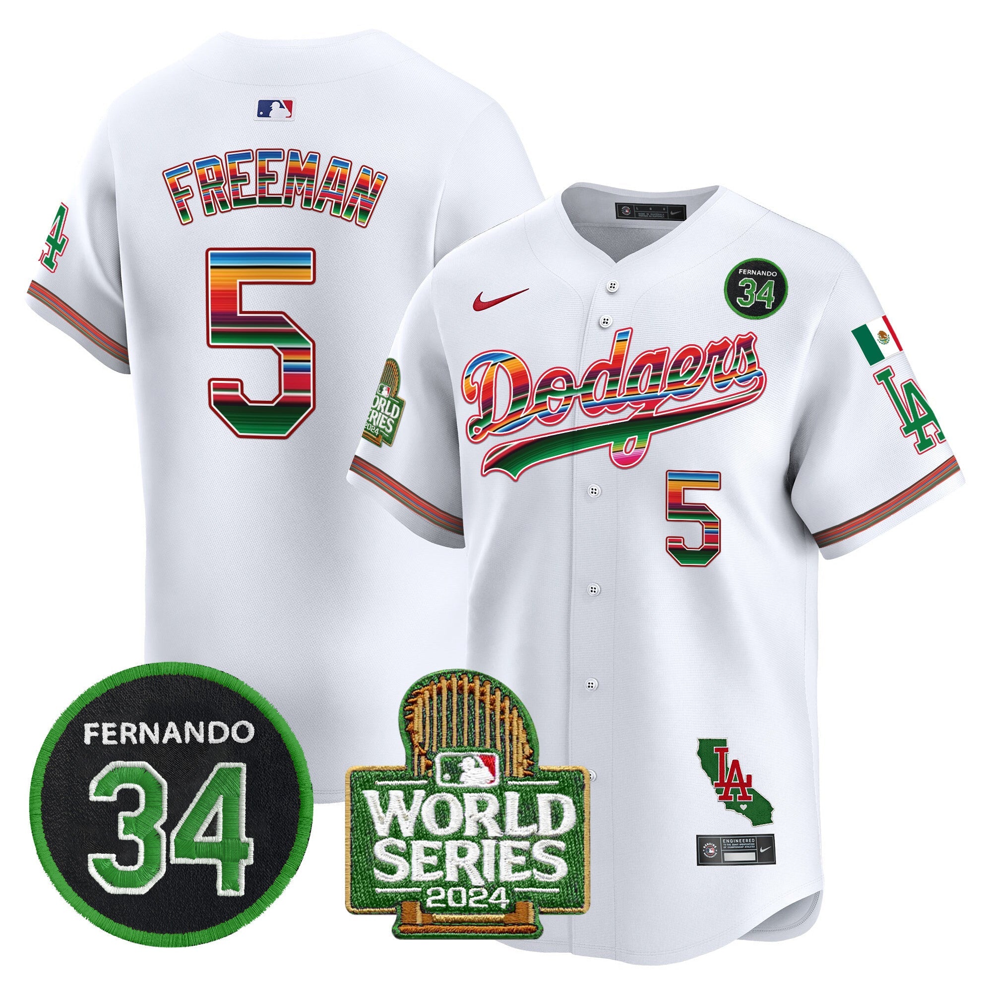 Men’s Mexico Fernando Memorial & 2024 World Series Patch Vapor Premier Limited Jersey
