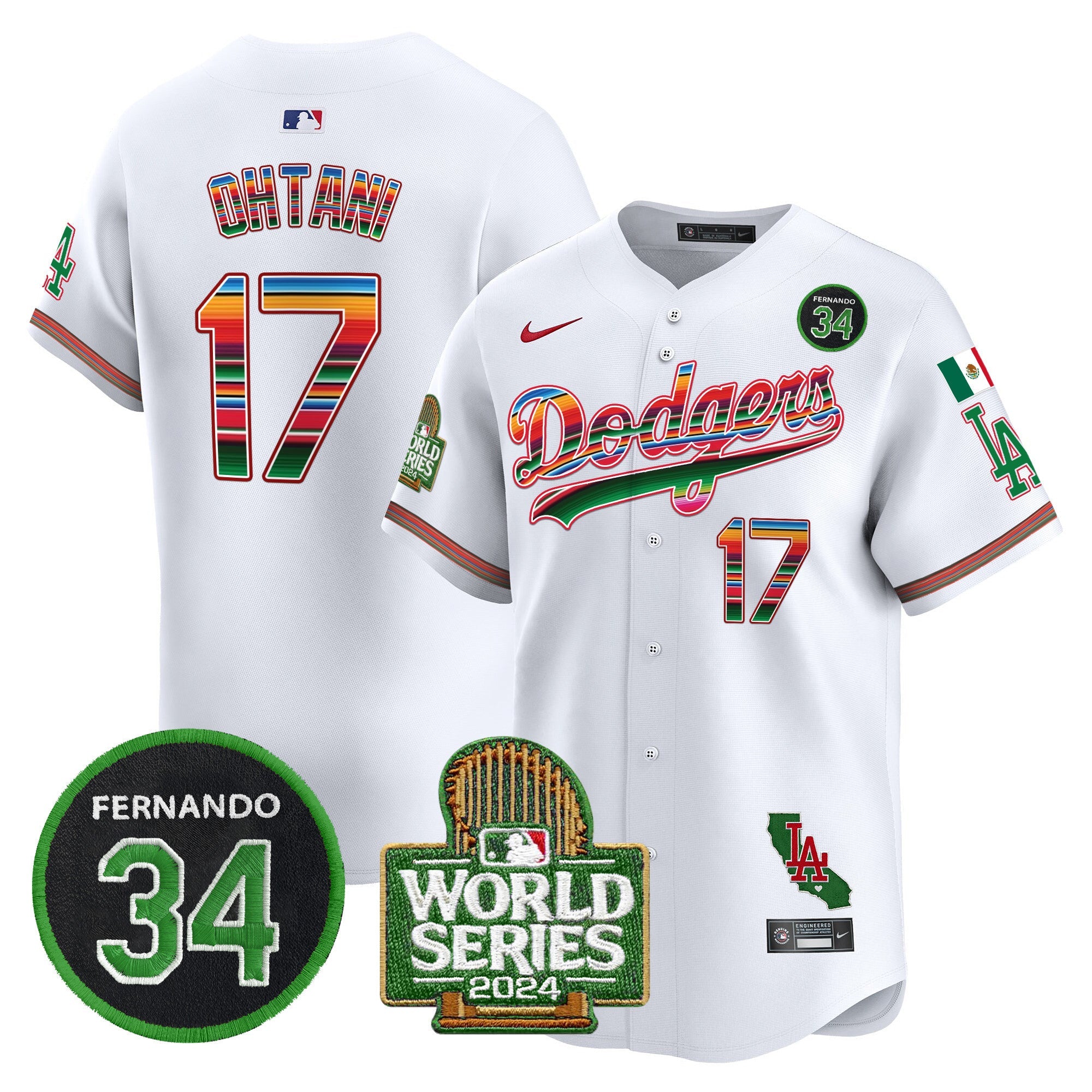 Men’s Mexico Fernando Memorial & 2024 World Series Patch Vapor Premier Limited Jersey