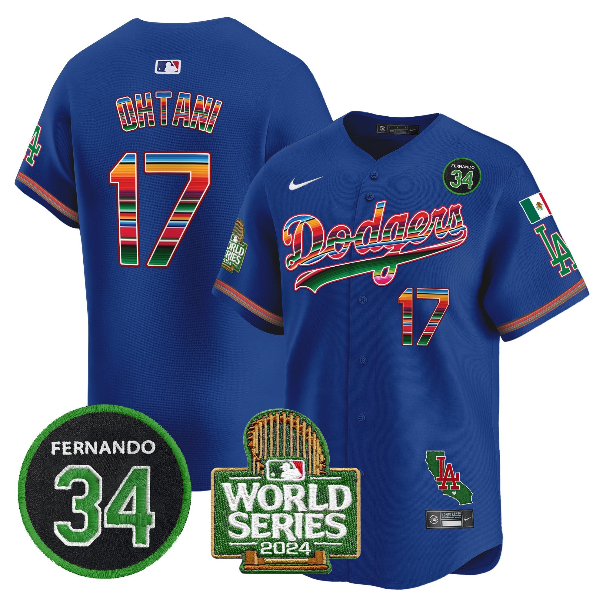 Men’s Mexico Fernando Memorial & 2024 World Series Patch Vapor Premier Limited Jersey