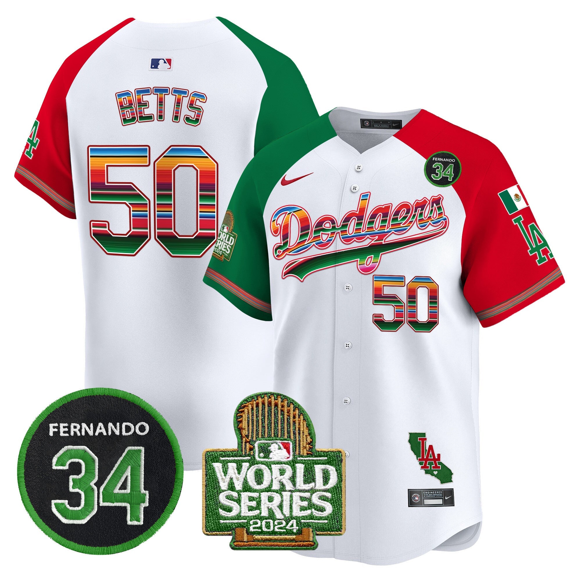 Men’s Mexico Fernando Memorial & 2024 World Series Patch Vapor Premier Limited Jersey