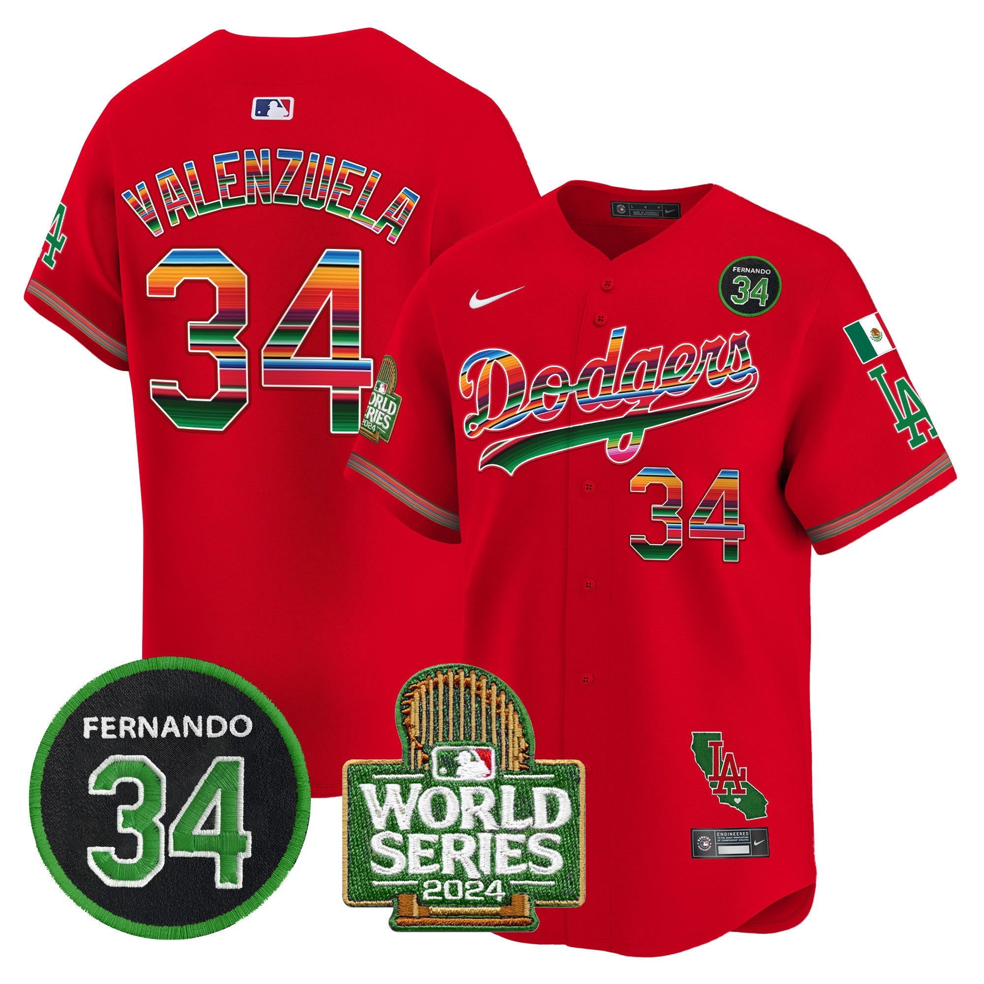Men’s Mexico Fernando Memorial & 2024 World Series Patch Vapor Premier Limited Jersey