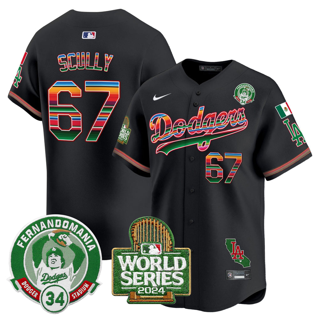Men’s Mexico Fernando Valenzuela & 2024 World Series Patch Vapor Premier Limited Jersey