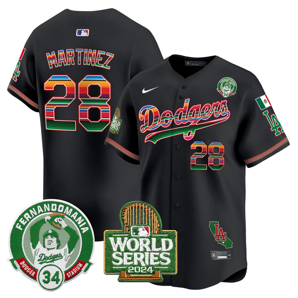 Men’s Mexico Fernando Valenzuela & 2024 World Series Patch Vapor Premier Limited Jersey