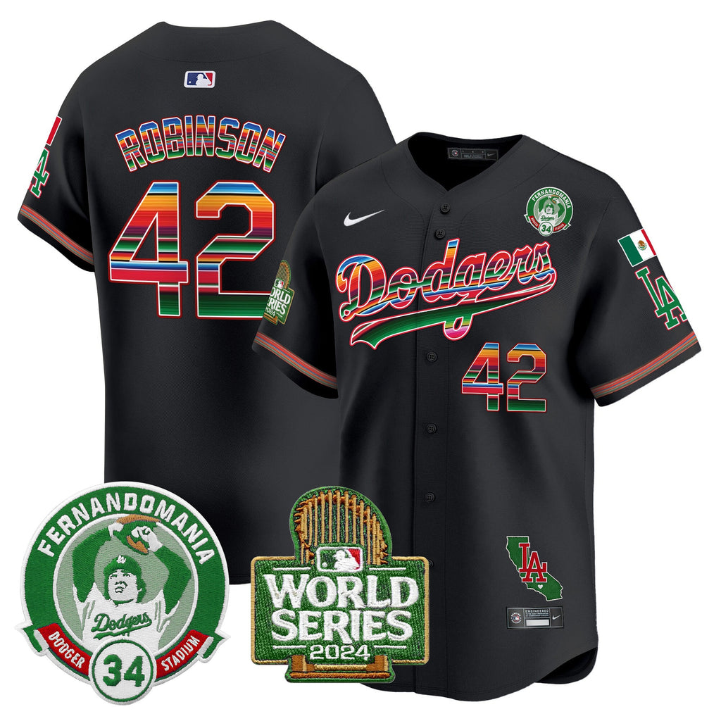 Men’s Mexico Fernando Valenzuela & 2024 World Series Patch Vapor Premier Limited Jersey