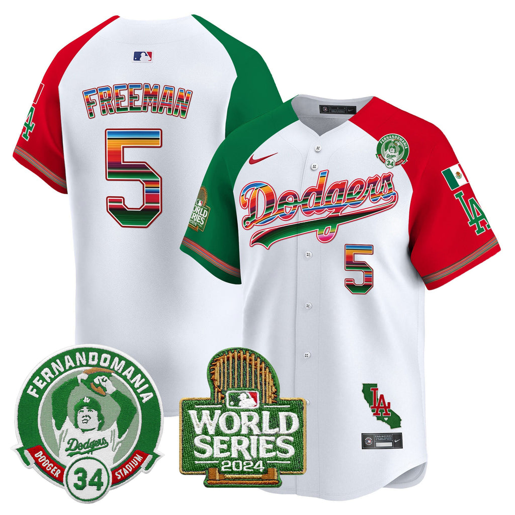 Men’s Mexico Fernando Valenzuela & 2024 World Series Patch Vapor Premier Limited Jersey