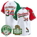 Men’s Mexico Fernando Valenzuela & 2024 World Series Patch Vapor Premier Limited Jersey