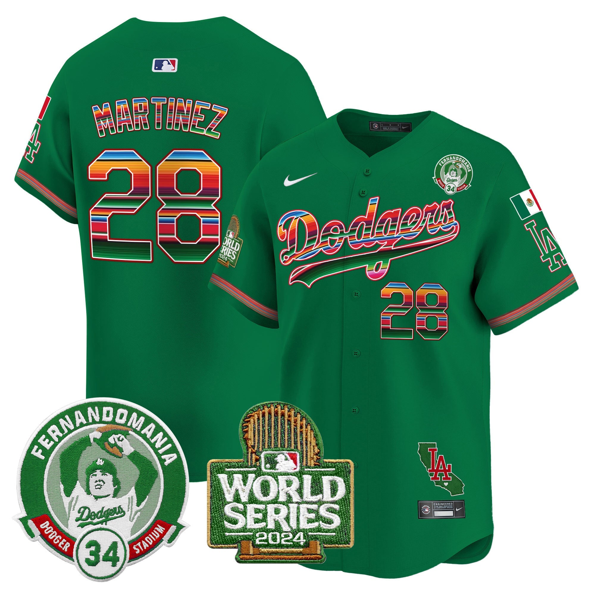 Men’s Mexico Fernando Valenzuela & 2024 World Series Patch Vapor Premier Limited Jersey