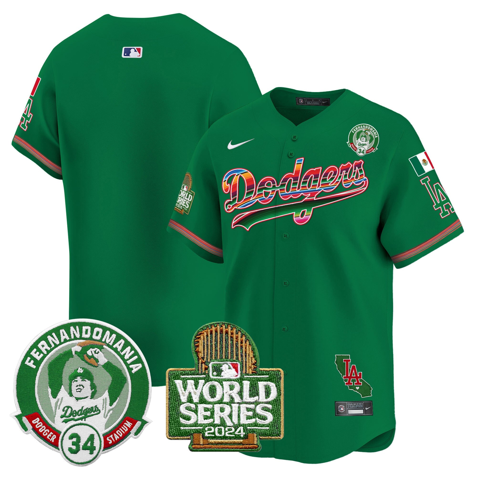 Men’s Mexico Fernando Valenzuela & 2024 World Series Patch Vapor Premier Limited Jersey