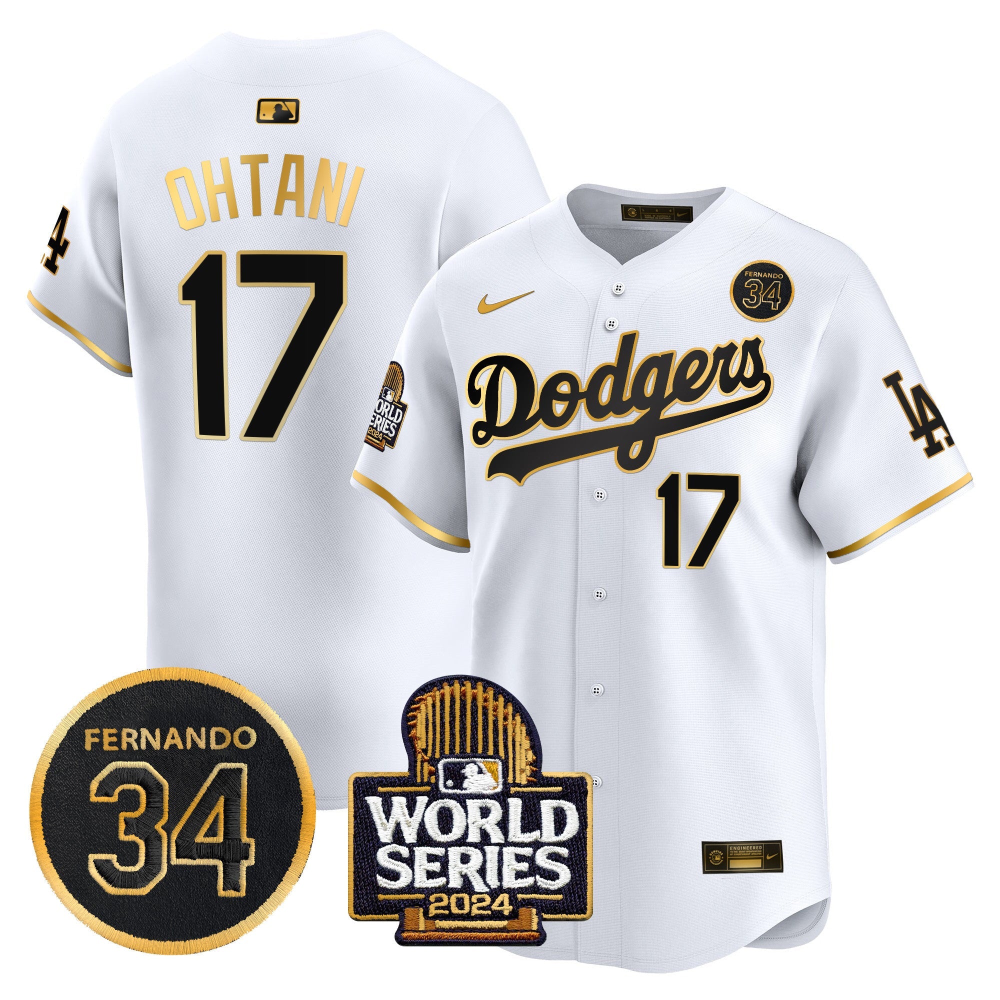 Men’s Fernando Valenzuela & 2024 World Series Patch Vapor Premier Limited Jersey V2