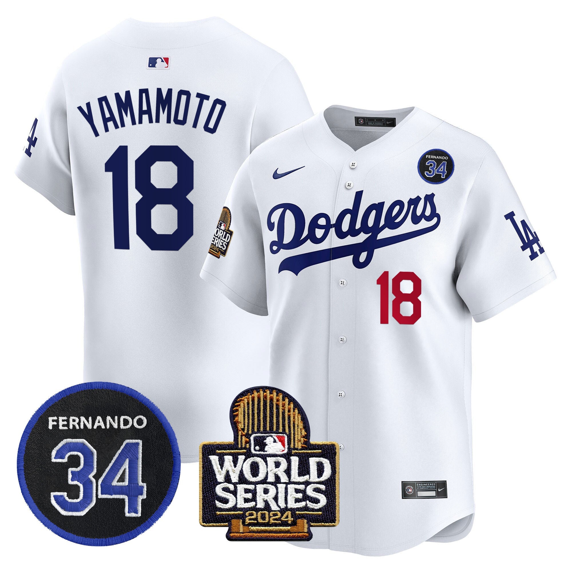 Men’s Fernando Valenzuela & 2024 World Series Patch Vapor Premier Limited Jersey V2