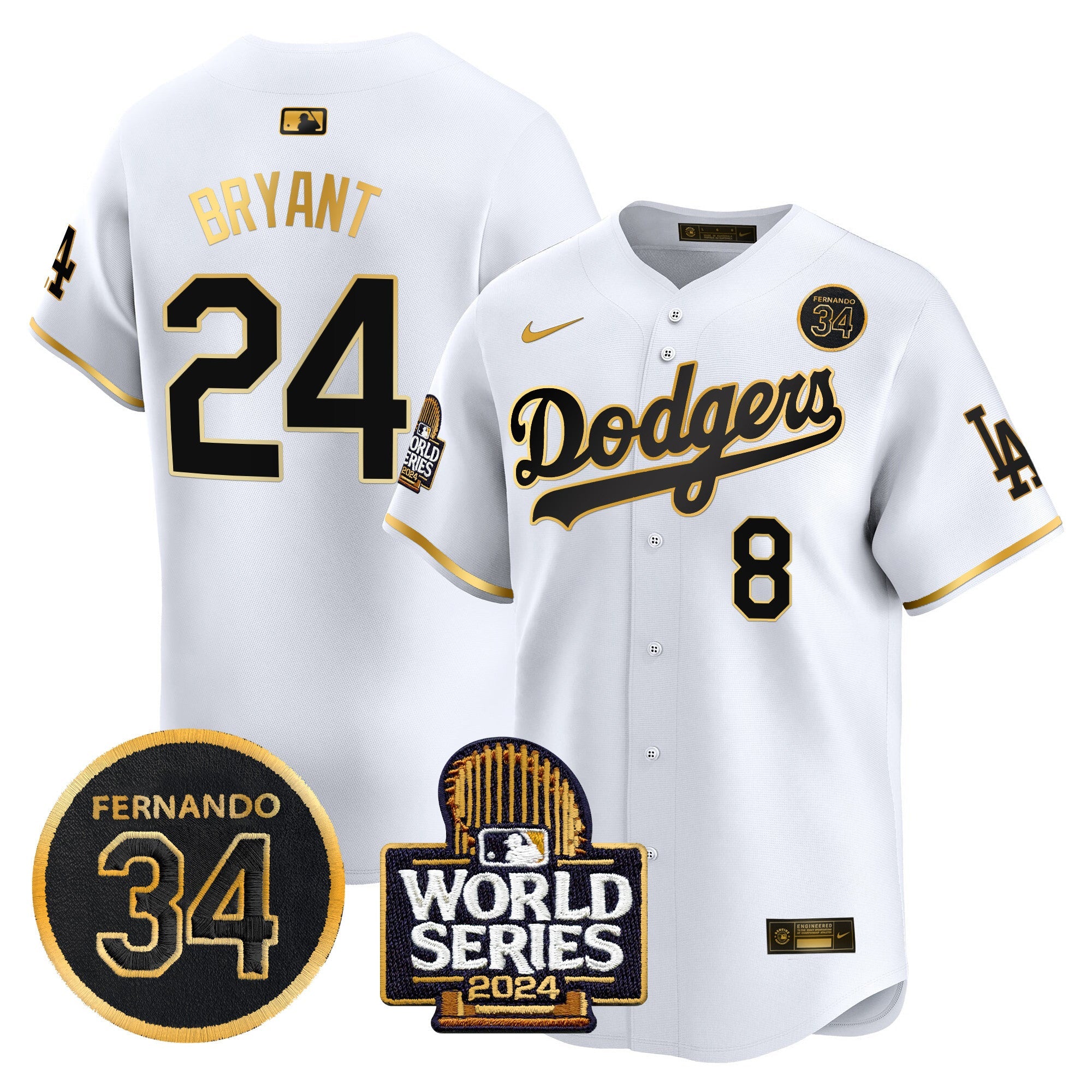 Men’s Fernando Valenzuela & 2024 World Series Patch Vapor Premier Limited Jersey V2