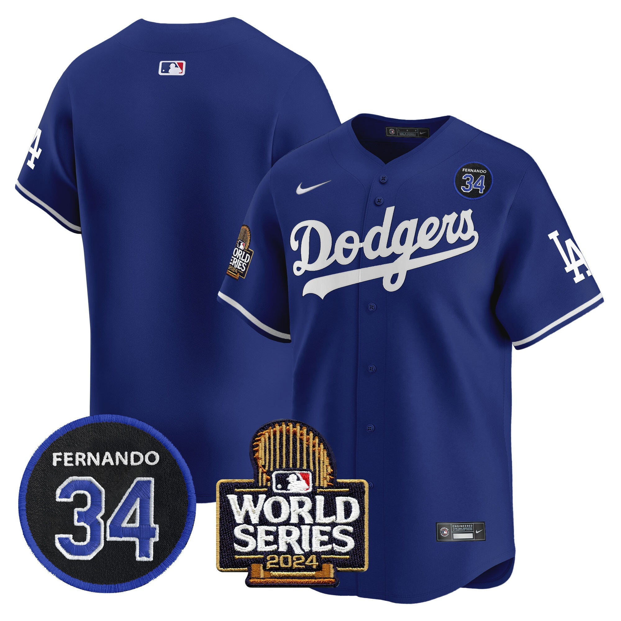 Men’s Fernando Valenzuela & 2024 World Series Patch Vapor Premier Limited Jersey V2