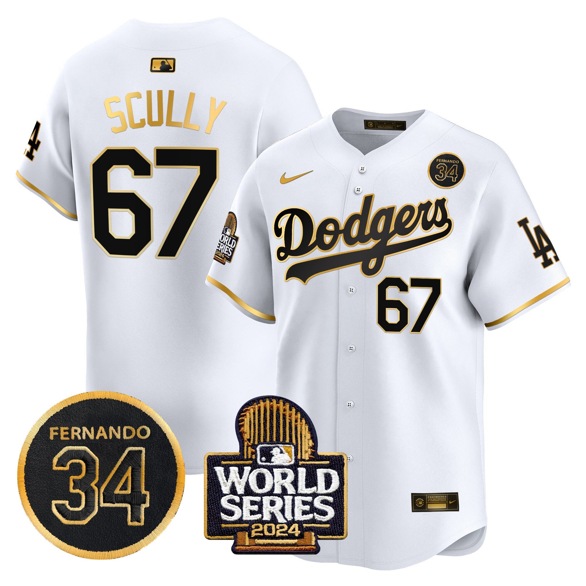 Men’s Fernando Valenzuela & 2024 World Series Patch Vapor Premier Limited Jersey V2