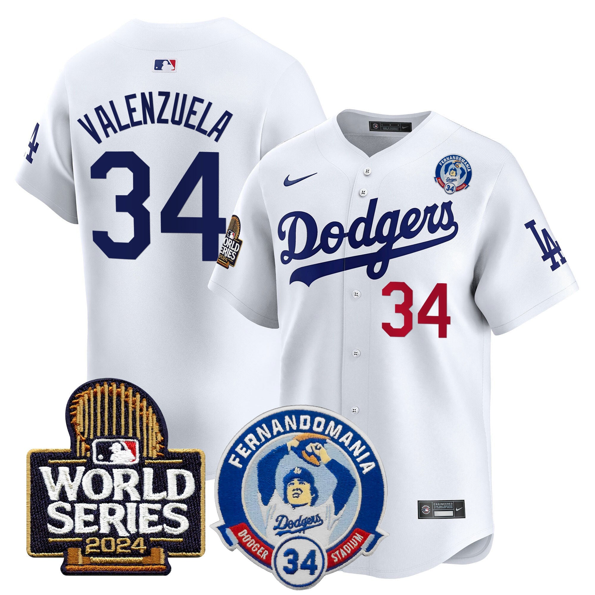 Men’s Fernando Valenzuela & 2024 World Series Patch Vapor Premier Limited Jersey V3
