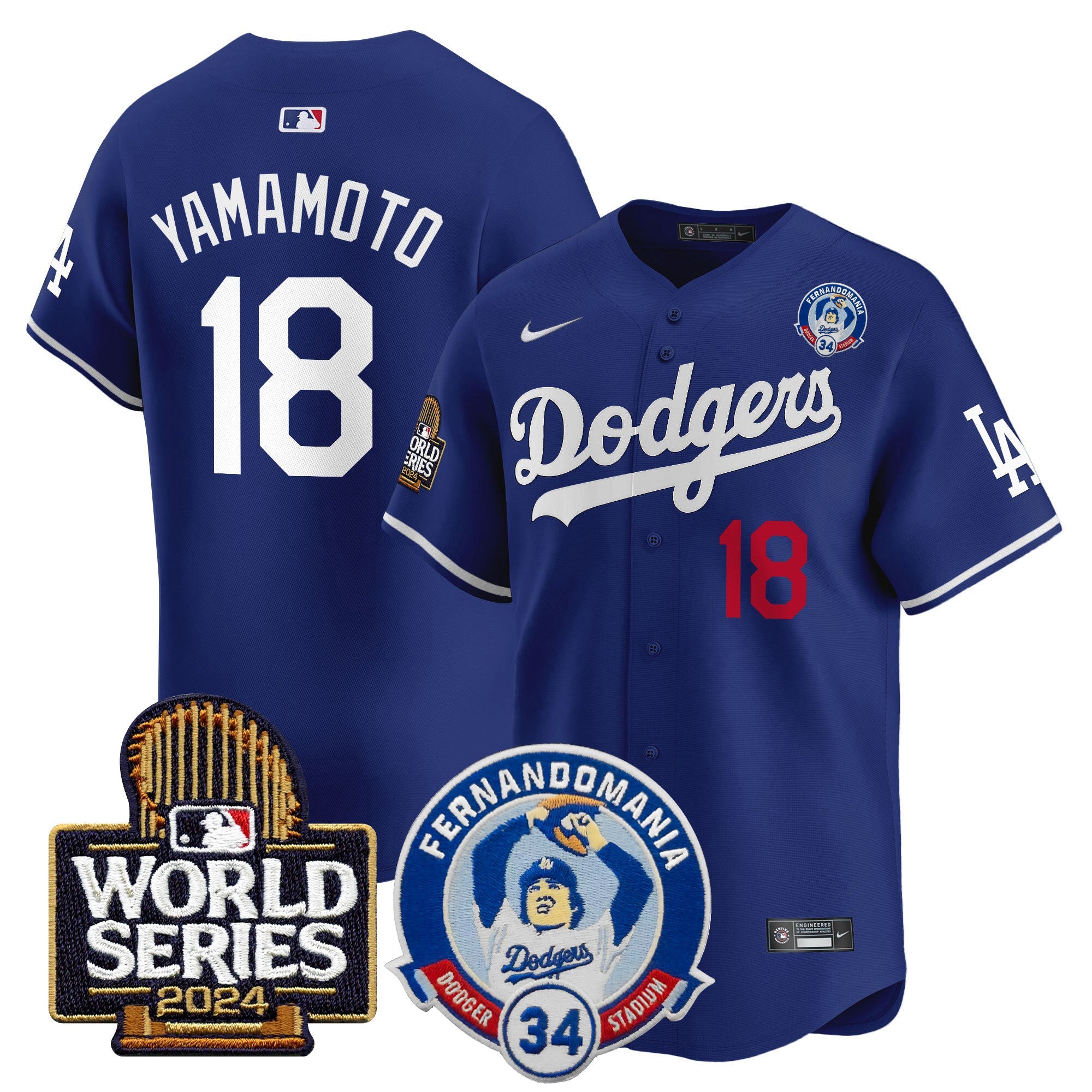 Men’s Fernando Valenzuela & 2024 World Series Patch Vapor Premier Limited Jersey V3