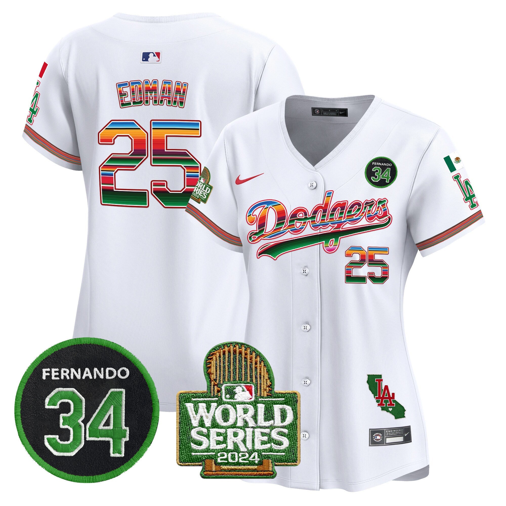 Women’s Mexico Fernando Memorial & 2024 World Series Patch Vapor Premier Limited Jersey