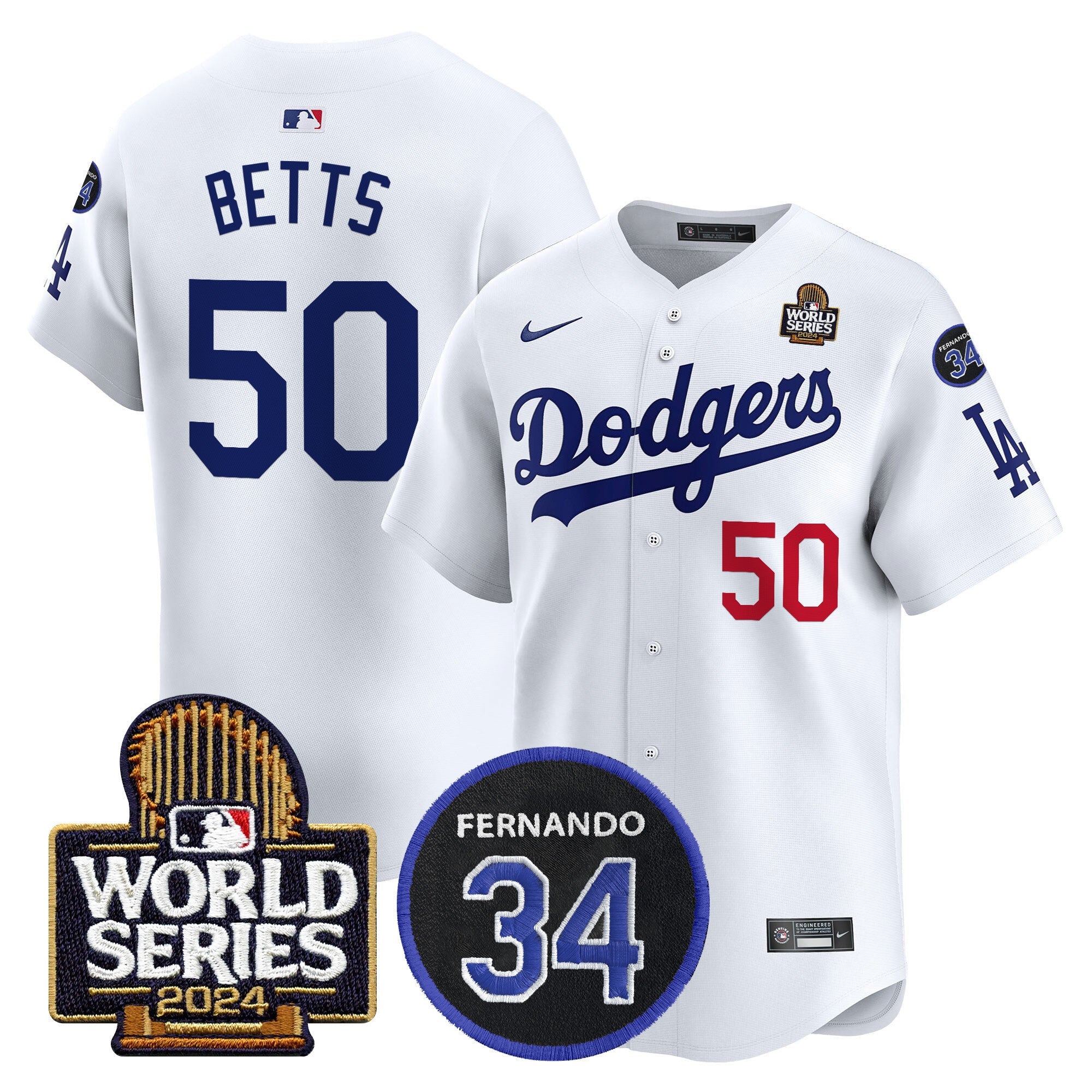 Men’s Fernando Memorial & 2024 World Series Patch Vapor Premier Limited Jersey V2