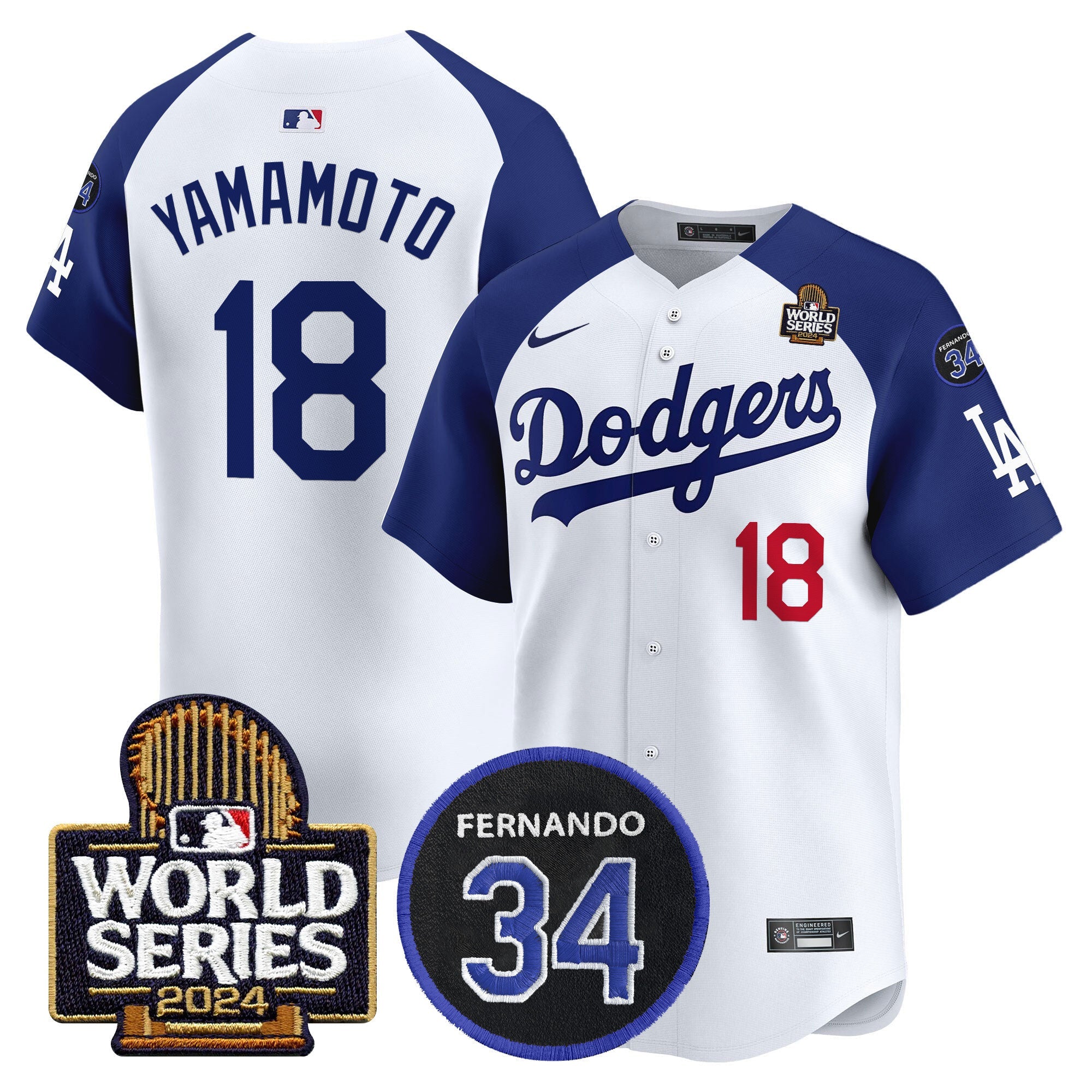 Men’s Fernando Memorial & 2024 World Series Patch Vapor Premier Limited Jersey V2
