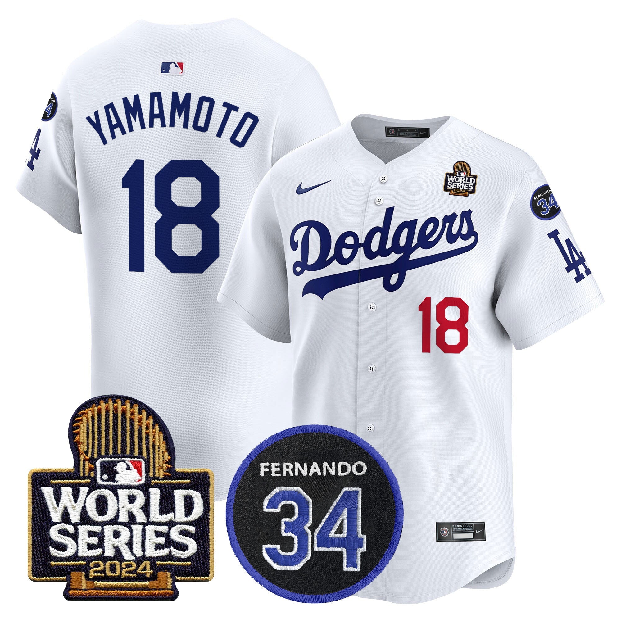 Men’s Fernando Memorial & 2024 World Series Patch Vapor Premier Limited Jersey V2