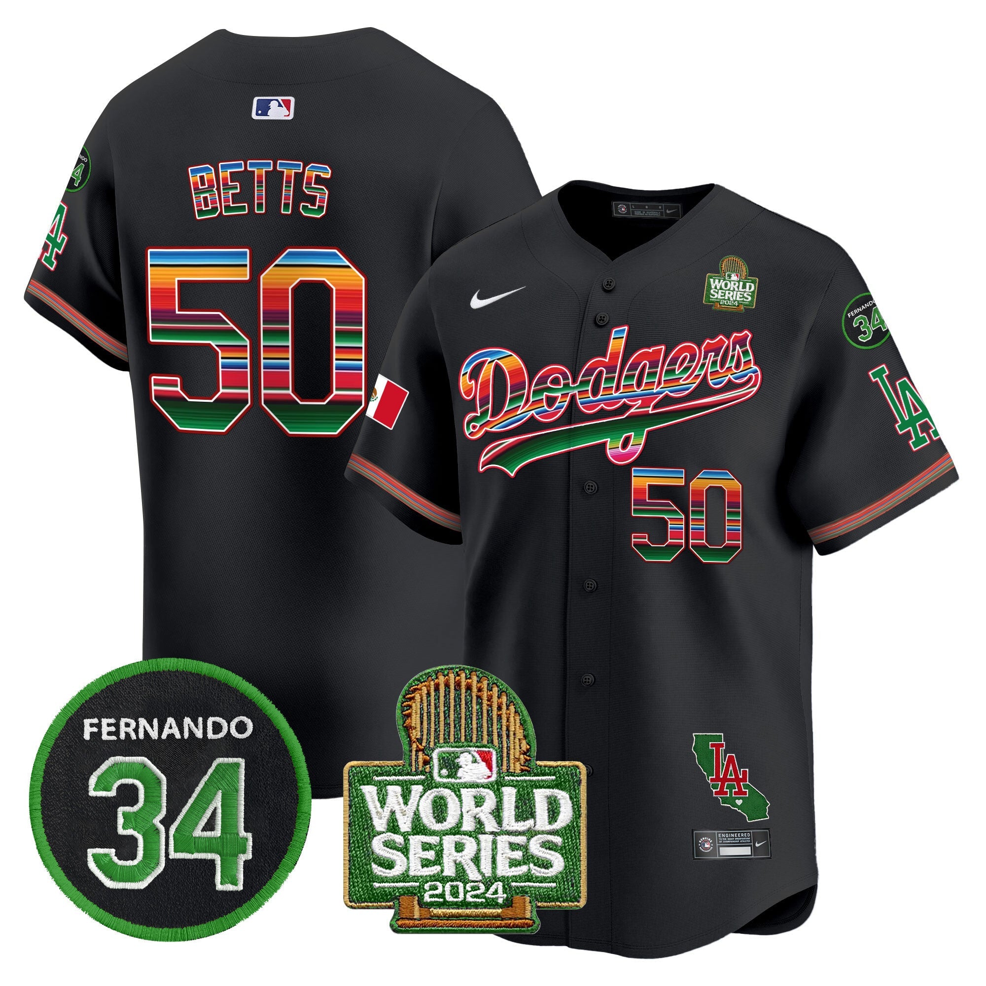 Men’s Mexico Fernando Memorial & 2024 World Series Patch Vapor Premier Limited Jersey V2