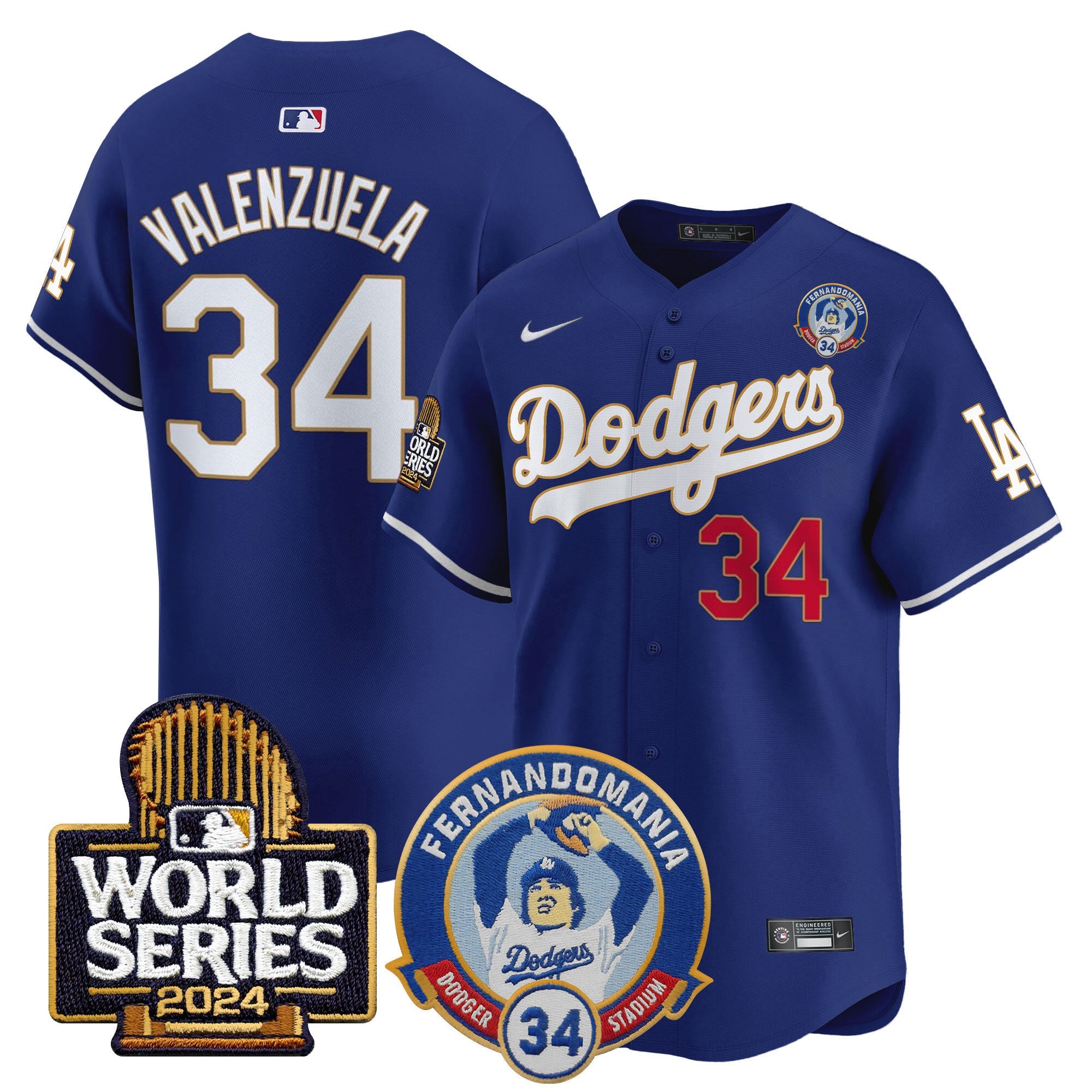 Men’s Fernando Valenzuela & 2024 World Series Patch Vapor Premier Limited Jersey