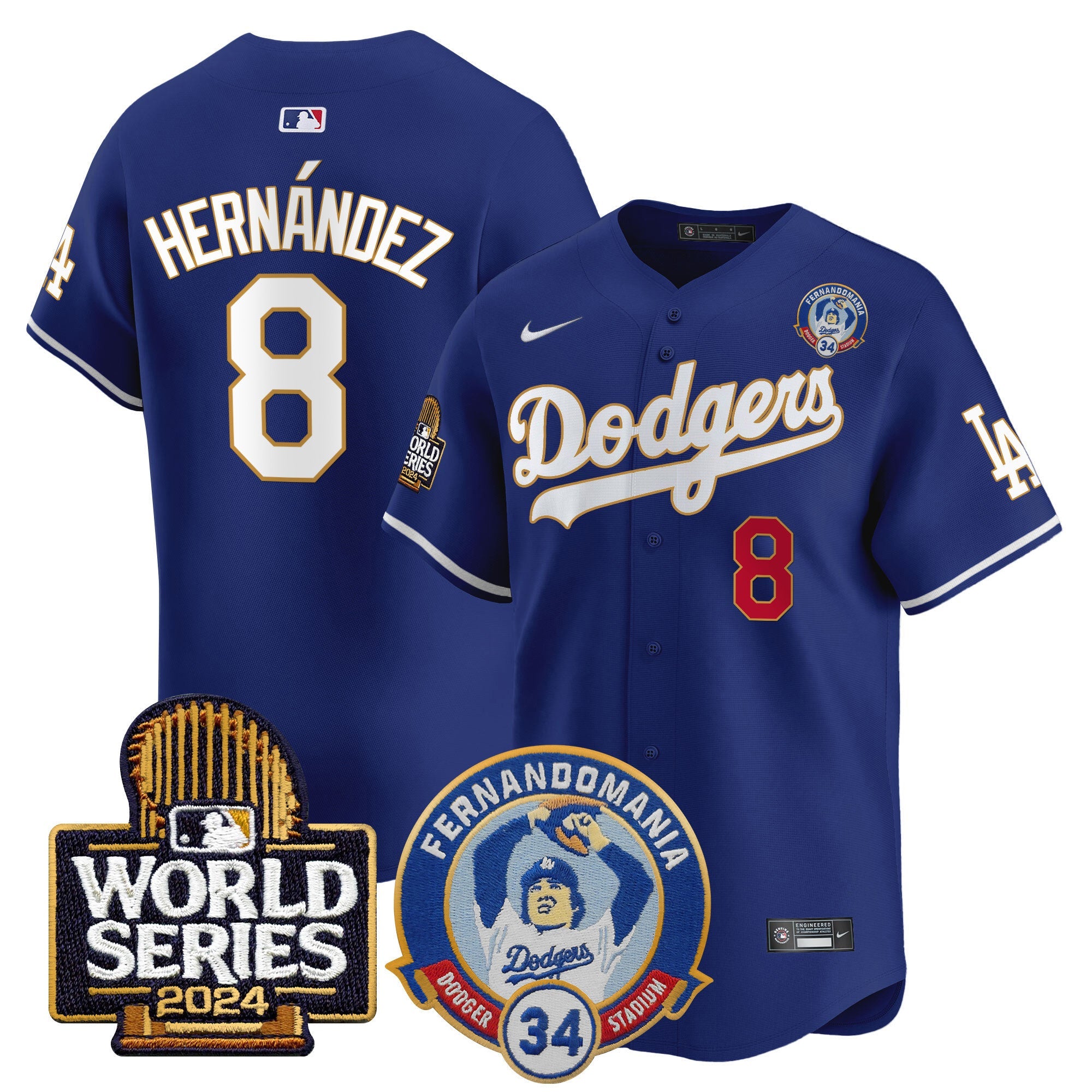 Men’s Fernando Valenzuela & 2024 World Series Patch Vapor Premier Limited Jersey