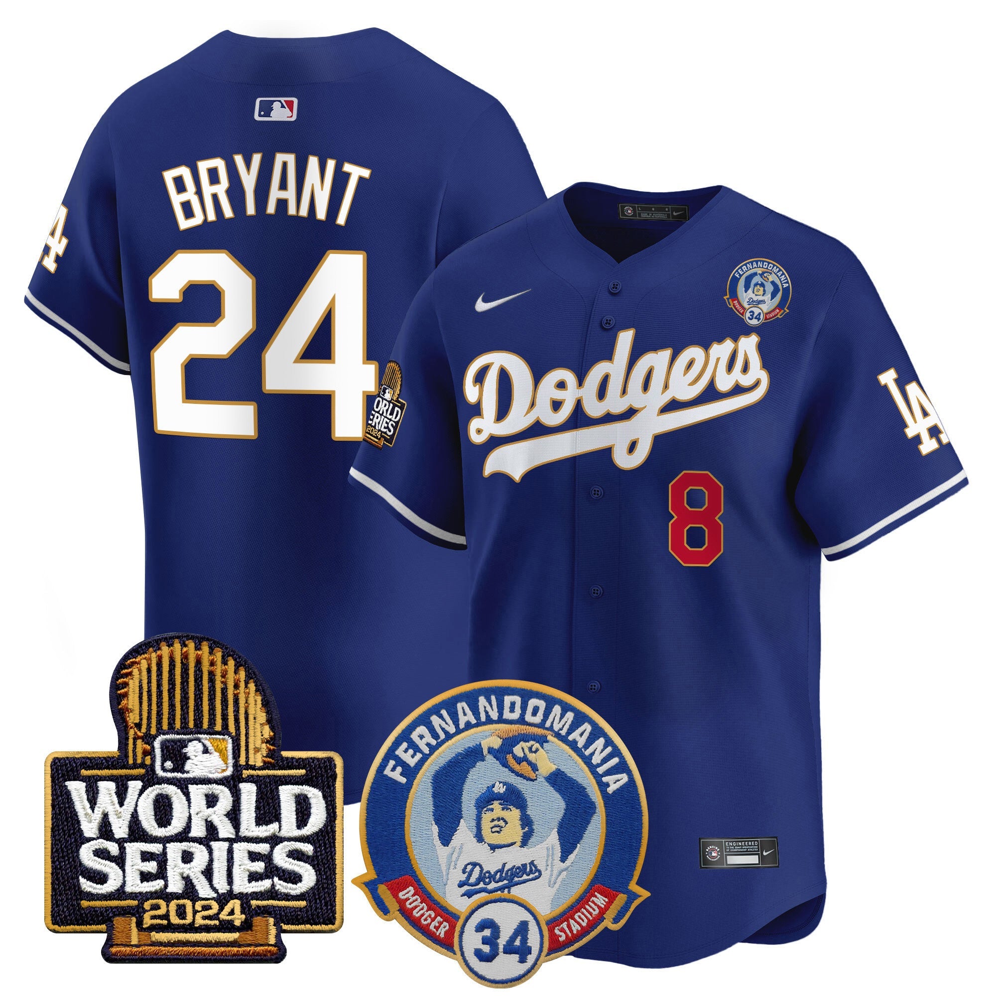 Men’s Fernando Valenzuela & 2024 World Series Patch Vapor Premier Limited Jersey