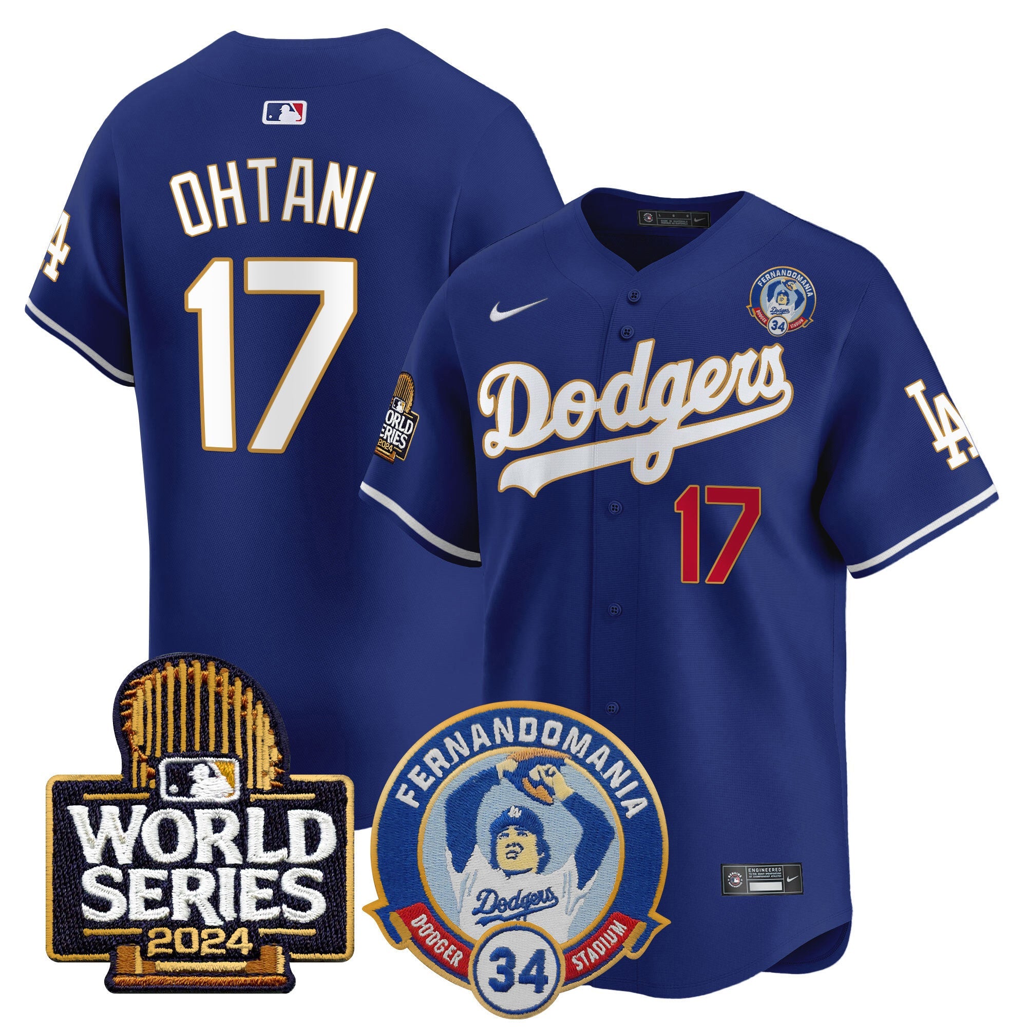 Men’s Fernando Valenzuela & 2024 World Series Patch Vapor Premier Limited Jersey