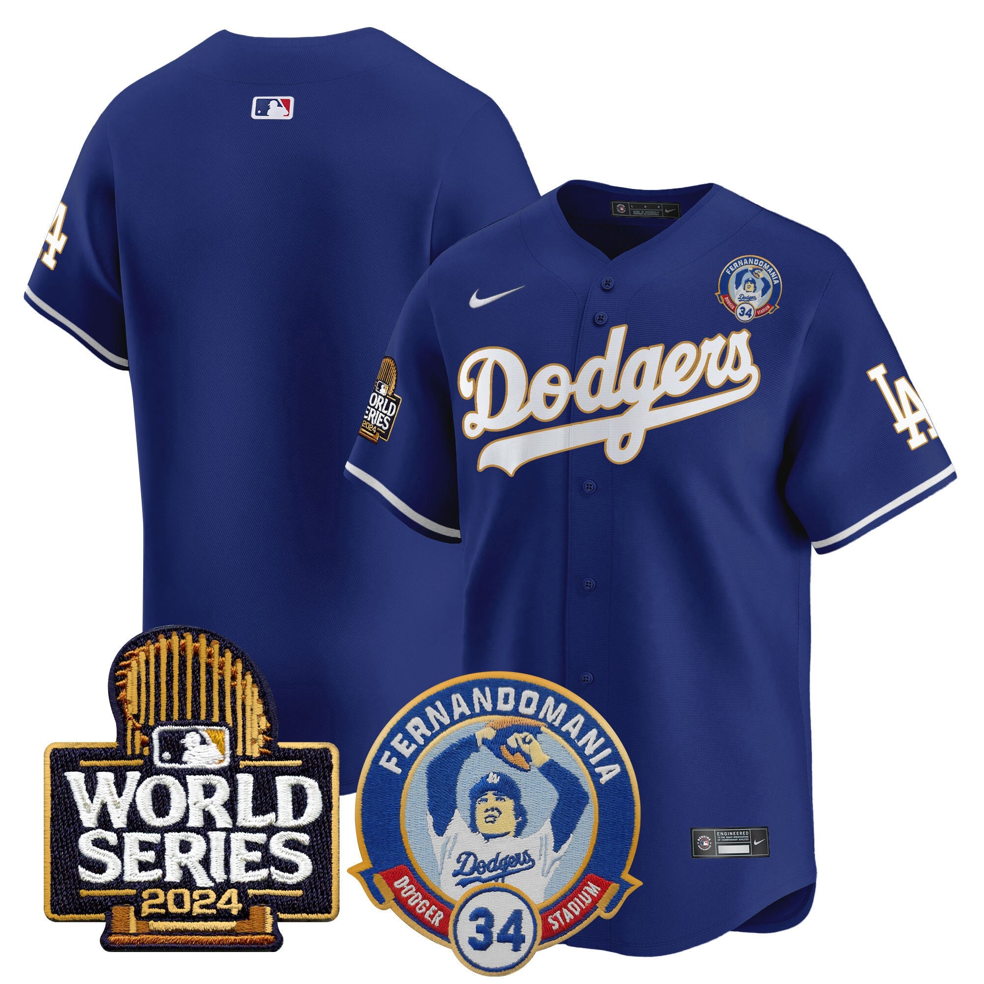 Men’s Fernando Valenzuela & 2024 World Series Patch Vapor Premier Limited Jersey