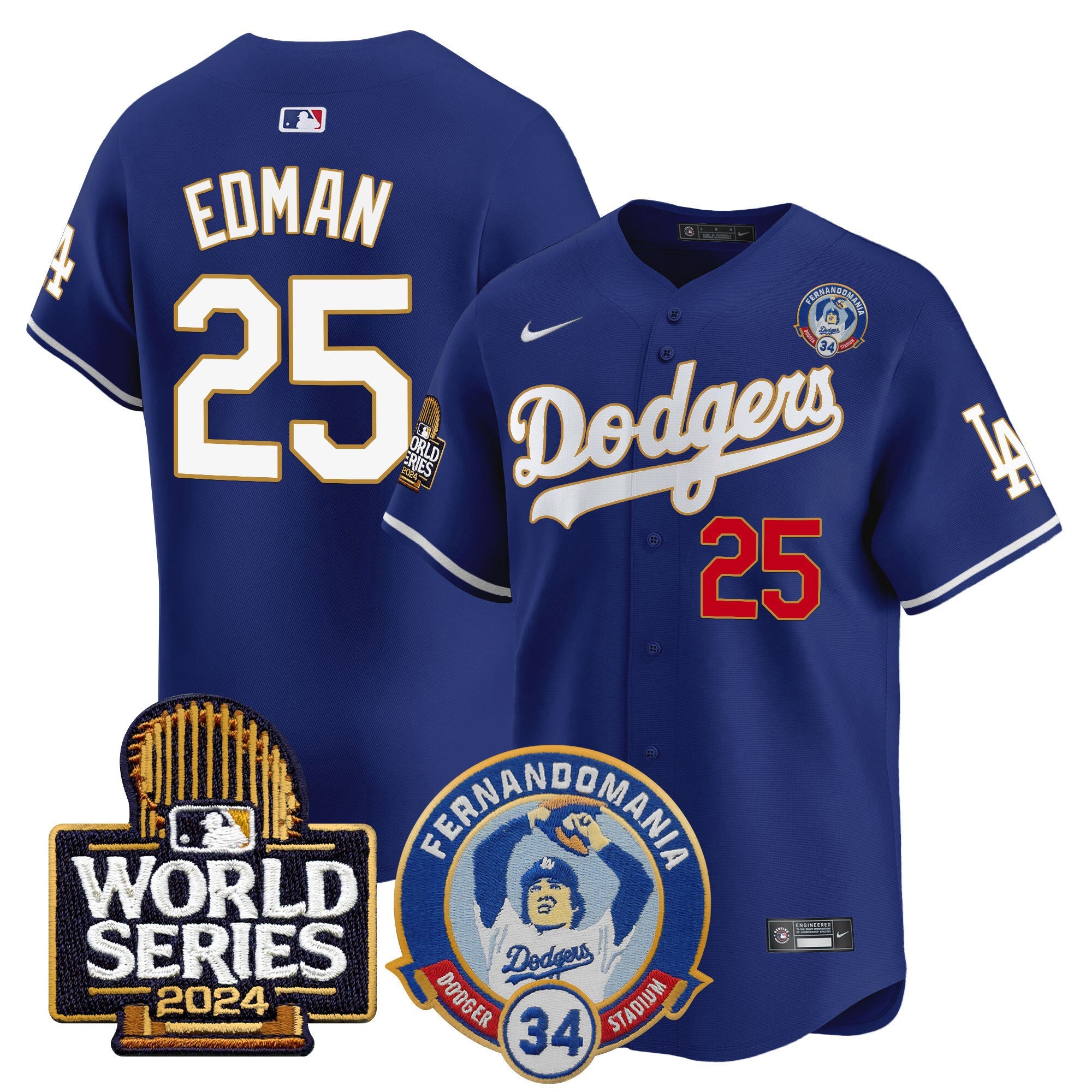 Men’s Fernando Valenzuela & 2024 World Series Patch Vapor Premier Limited Jersey