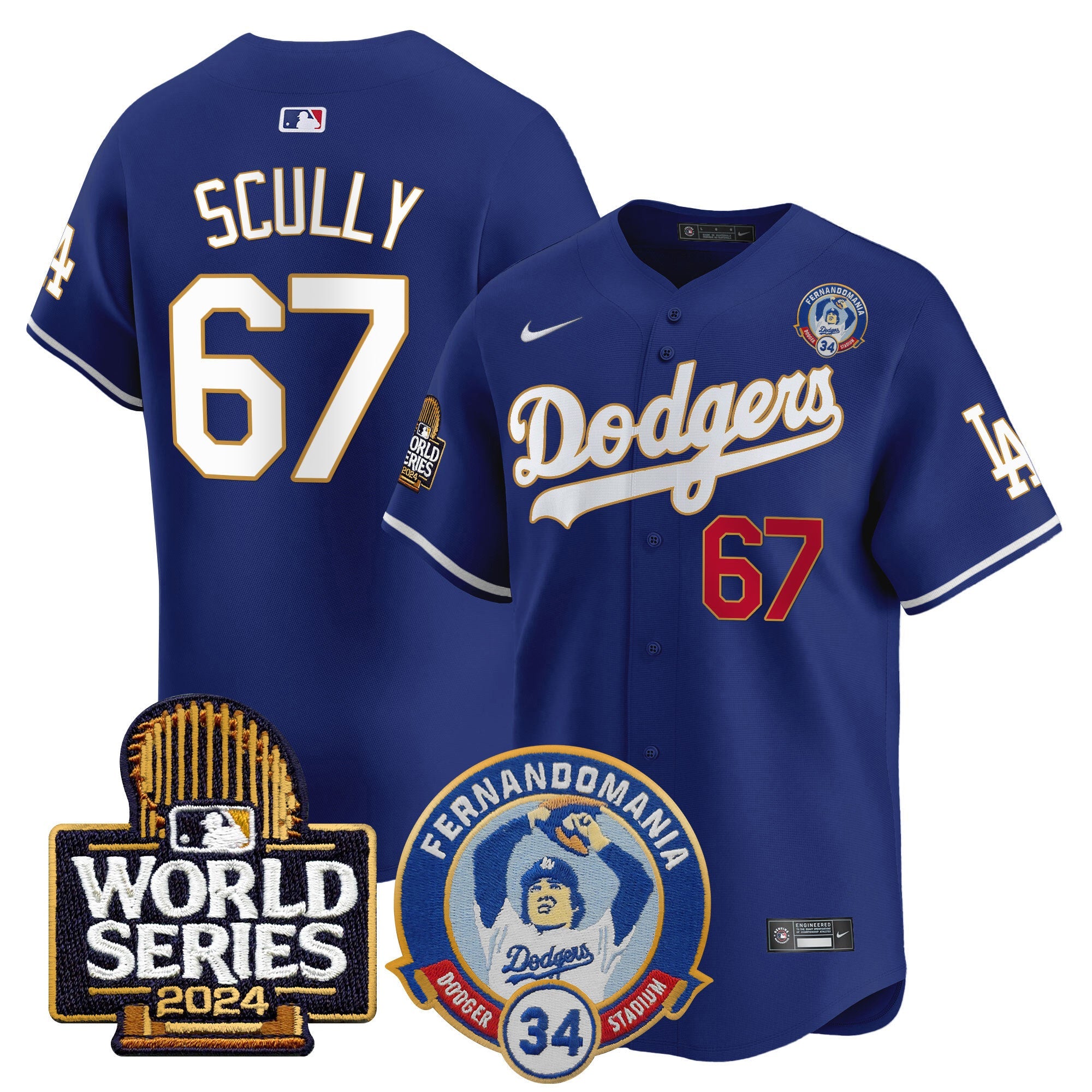 Men’s Fernando Valenzuela & 2024 World Series Patch Vapor Premier Limited Jersey