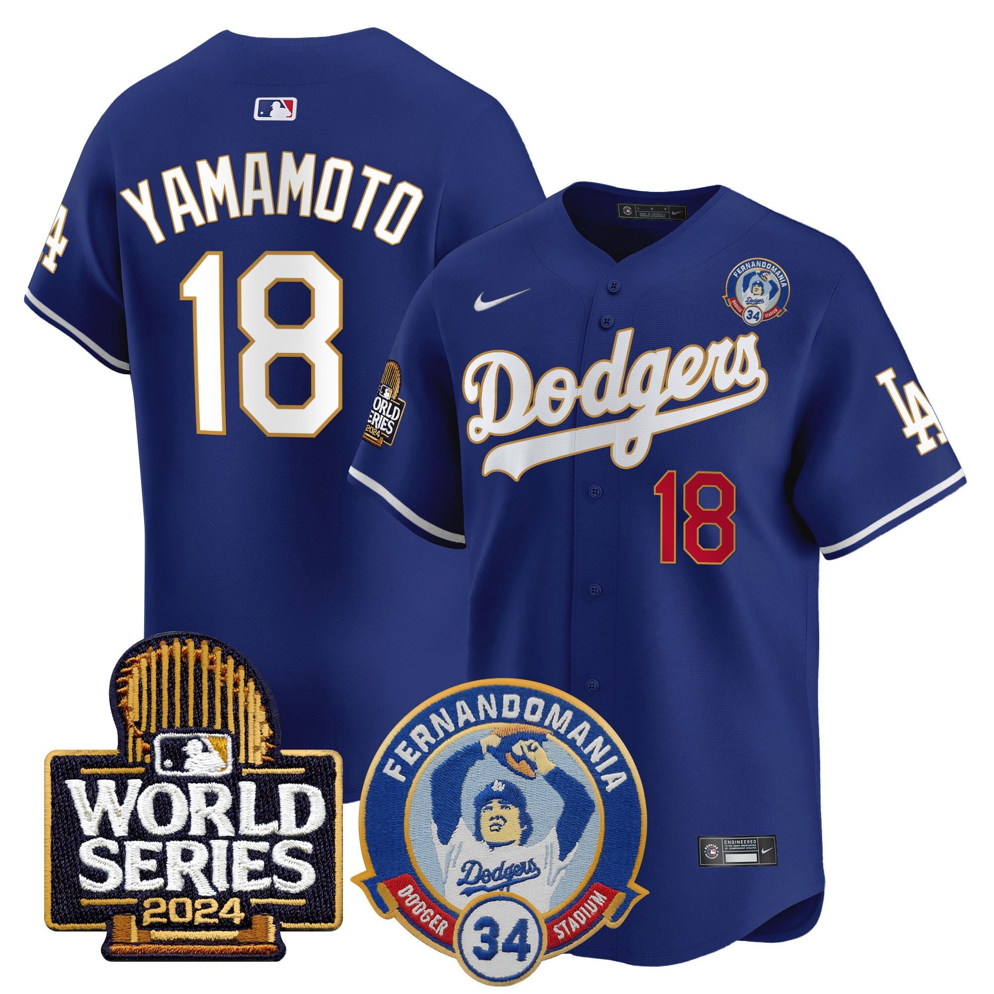 Men’s Fernando Valenzuela & 2024 World Series Patch Vapor Premier Limited Jersey