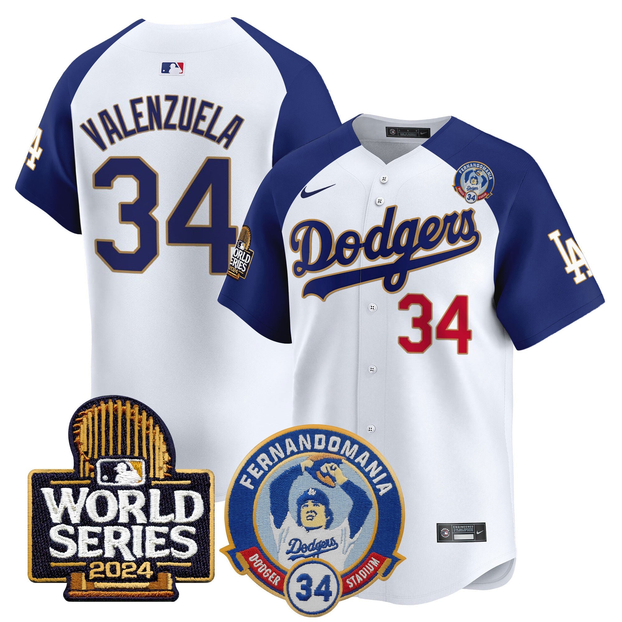 Men’s Fernando Valenzuela & 2024 World Series Patch Vapor Premier Limited Jersey