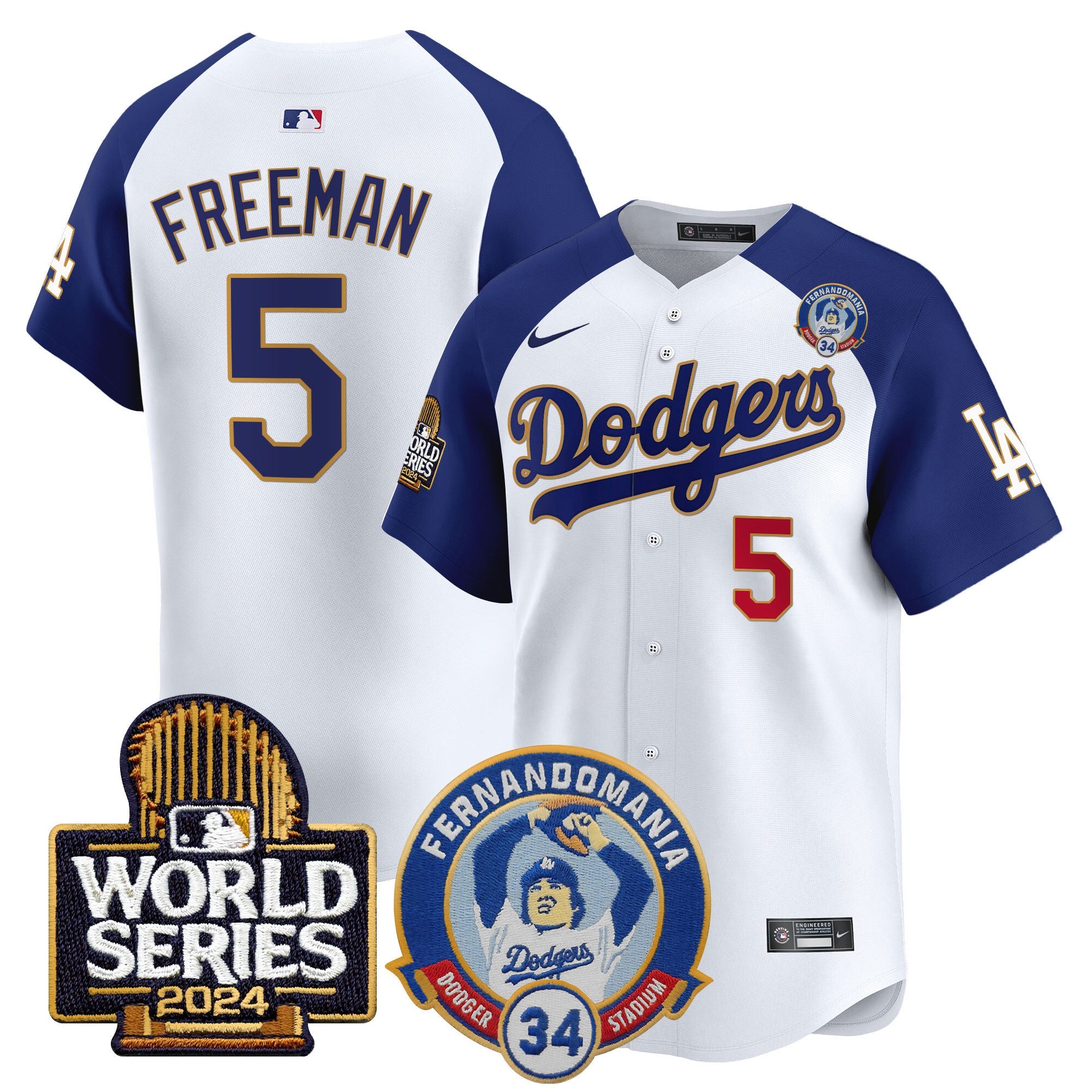 Men’s Fernando Valenzuela & 2024 World Series Patch Vapor Premier Limited Jersey