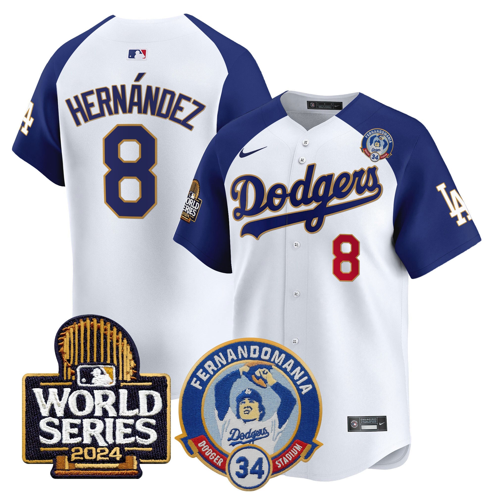 Men’s Fernando Valenzuela & 2024 World Series Patch Vapor Premier Limited Jersey