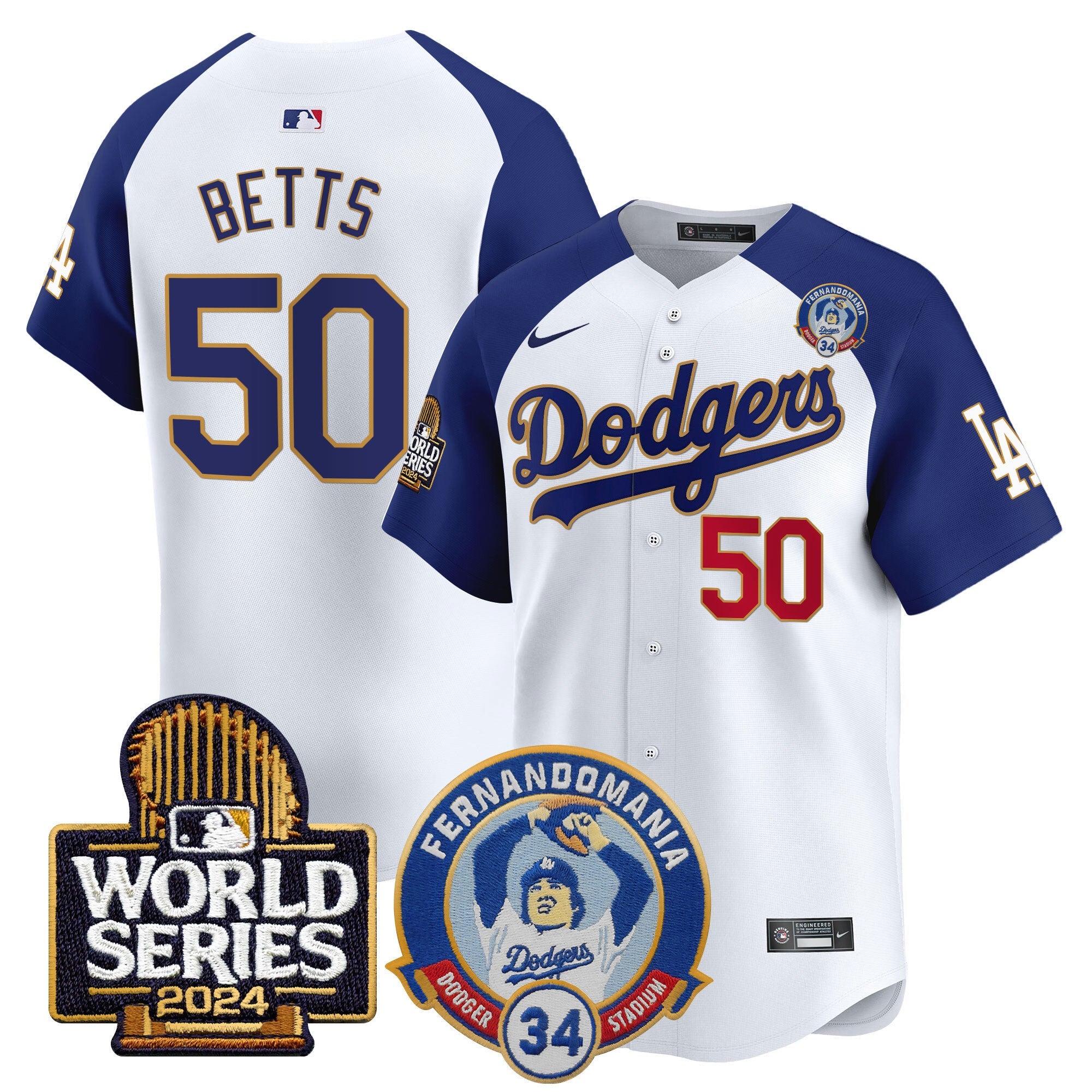 Men’s Fernando Valenzuela & 2024 World Series Patch Vapor Premier Limited Jersey