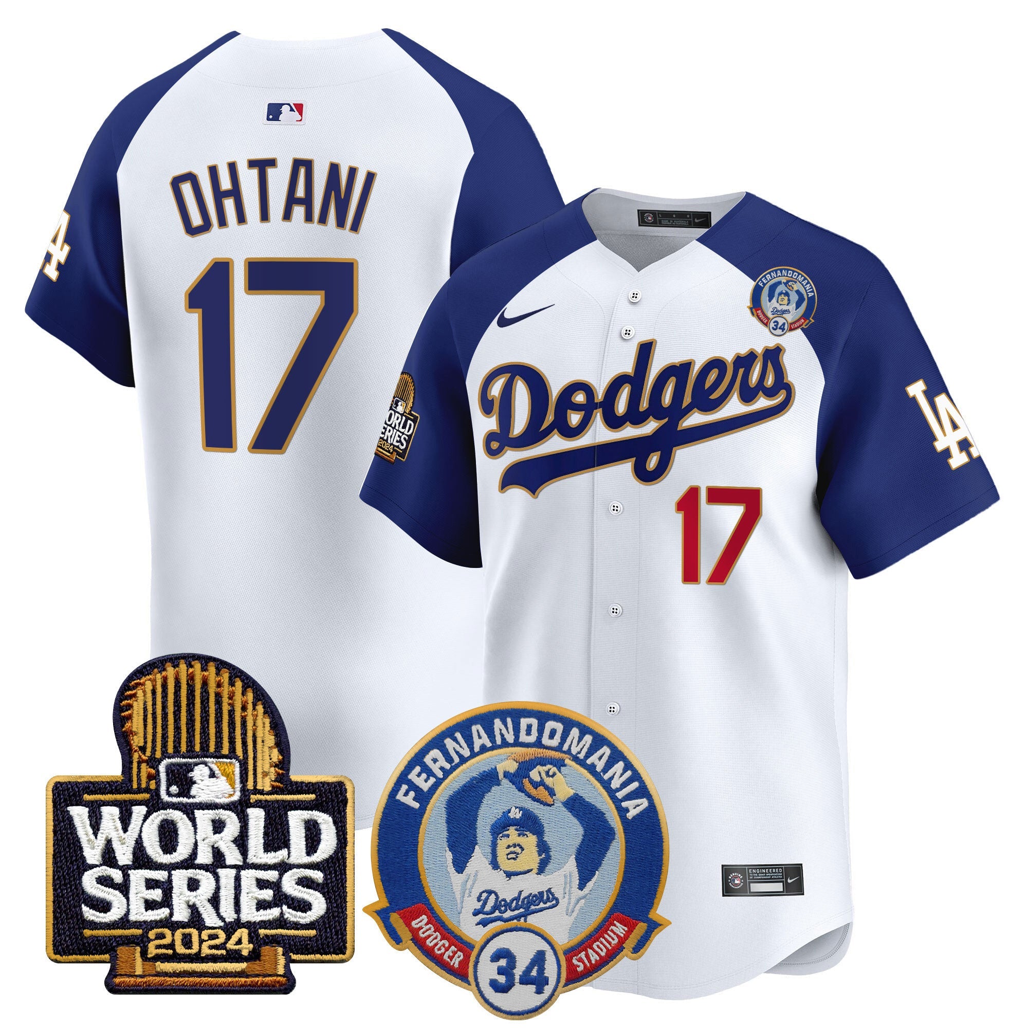 Men’s Fernando Valenzuela & 2024 World Series Patch Vapor Premier Limited Jersey