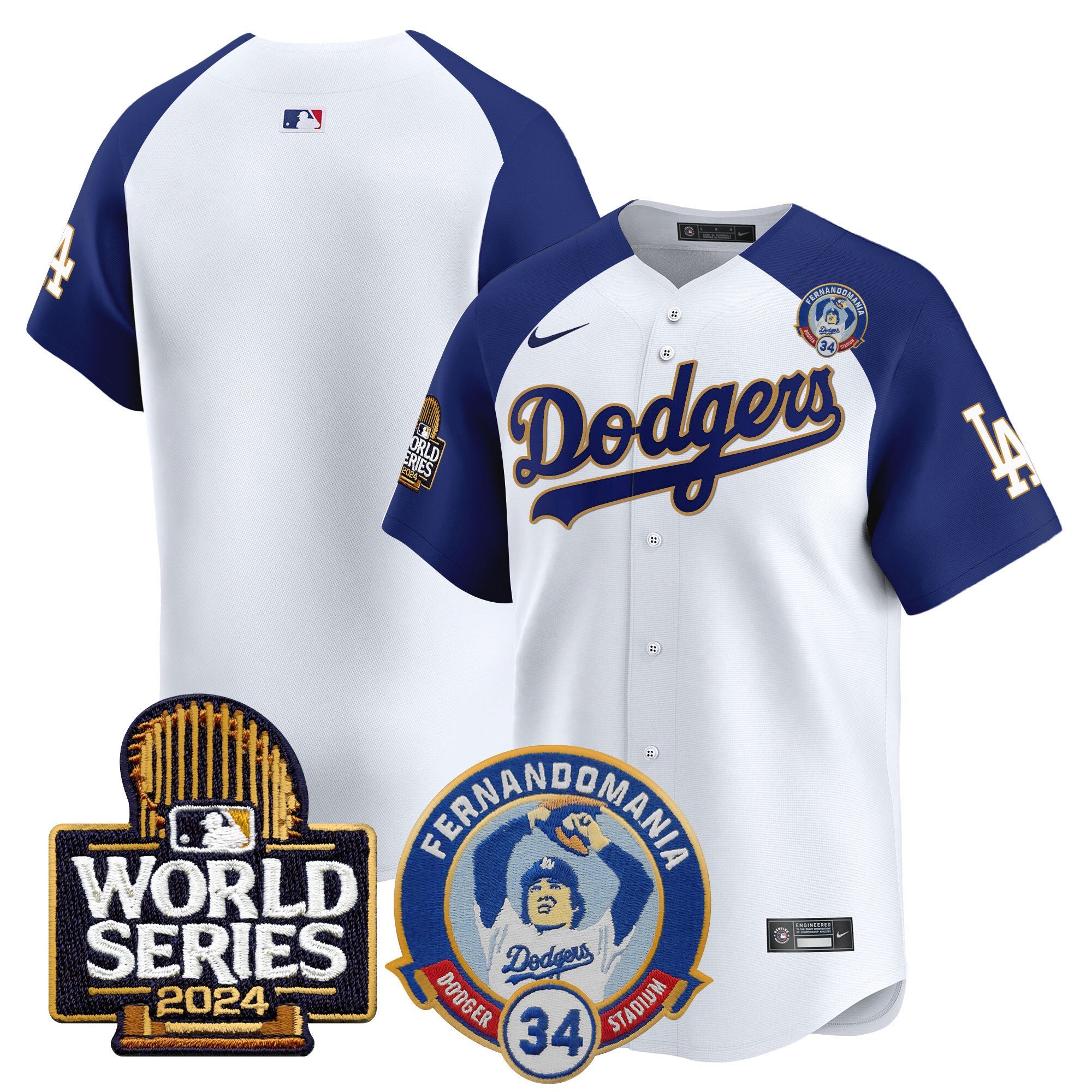 Men’s Fernando Valenzuela & 2024 World Series Patch Vapor Premier Limited Jersey