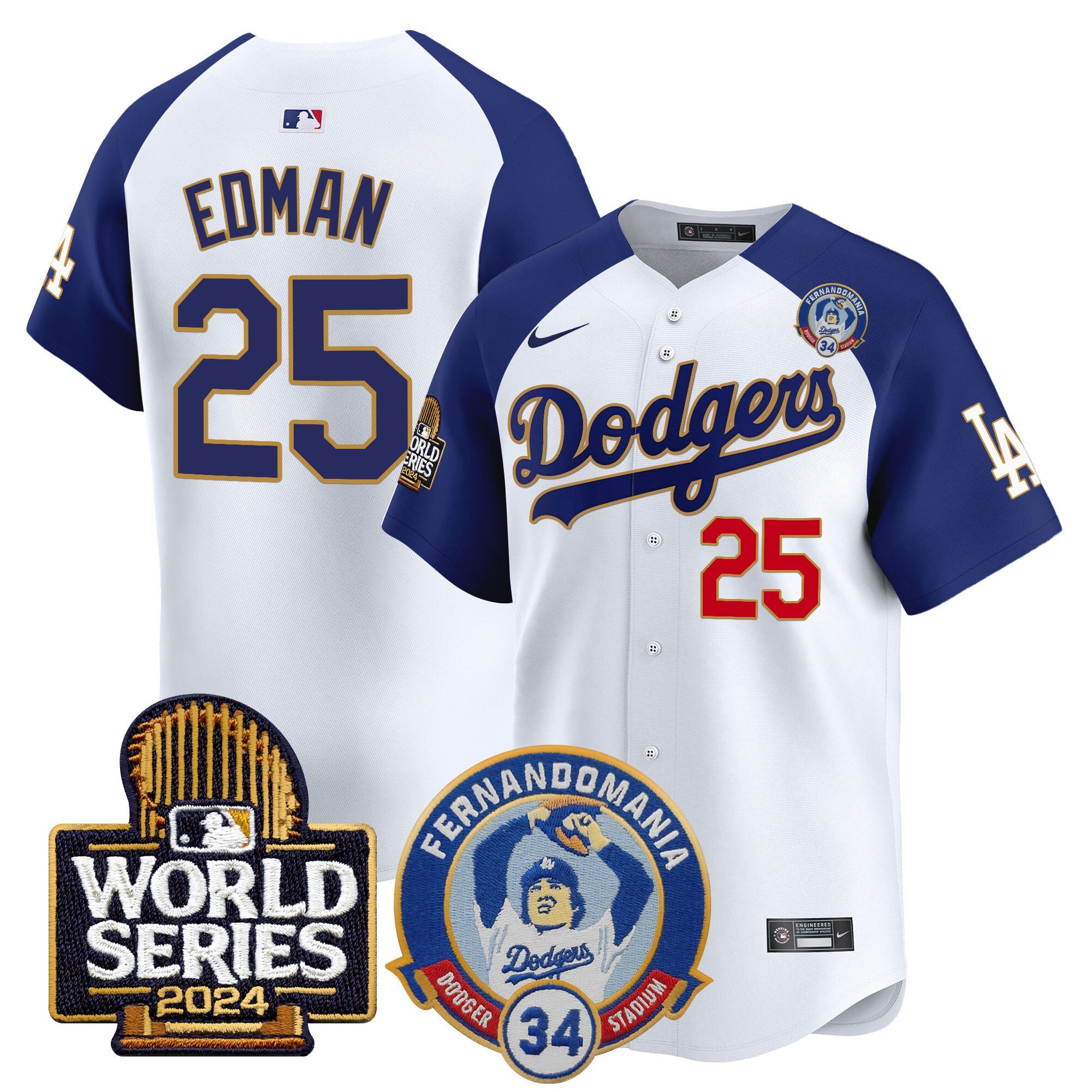 Men’s Fernando Valenzuela & 2024 World Series Patch Vapor Premier Limited Jersey