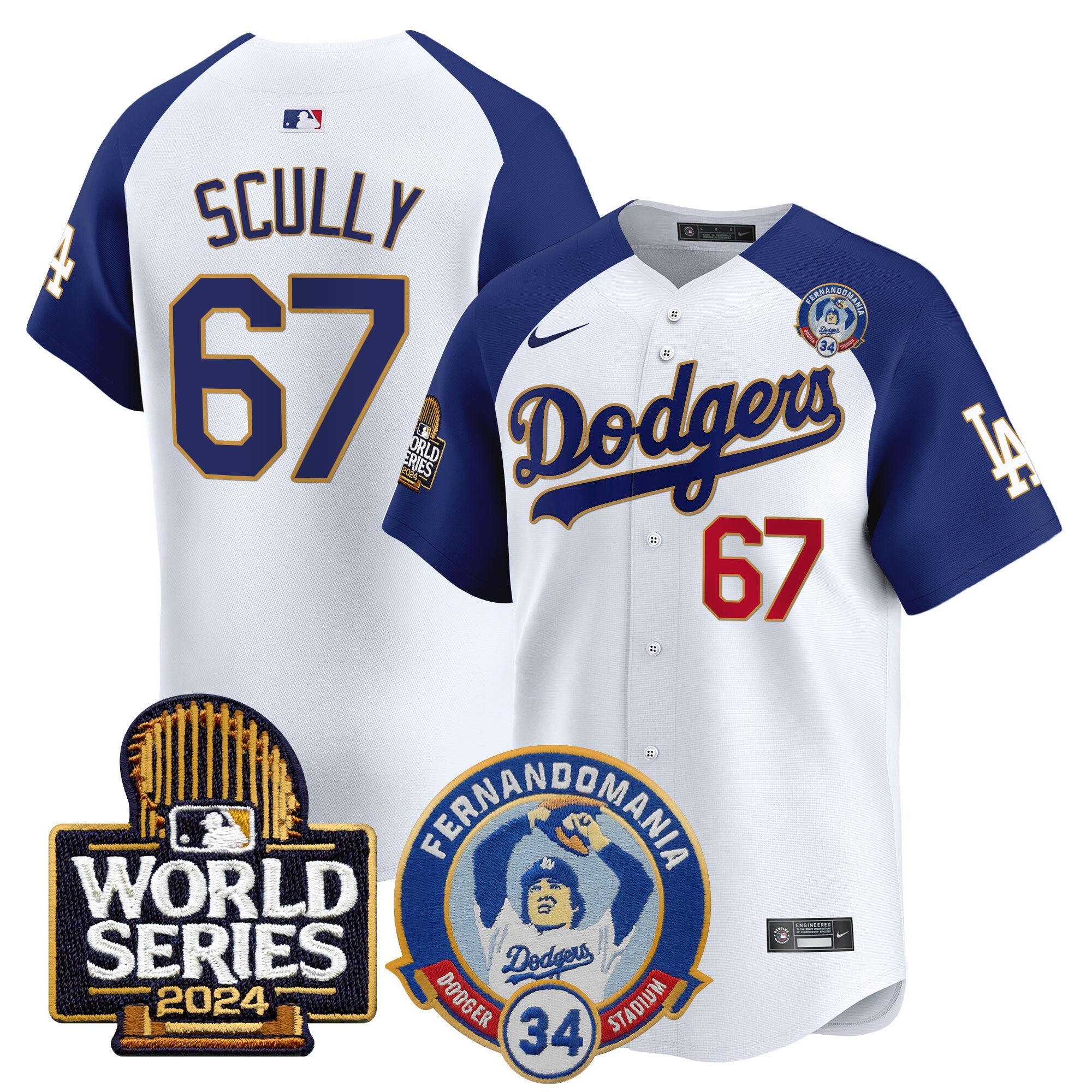 Men’s Fernando Valenzuela & 2024 World Series Patch Vapor Premier Limited Jersey