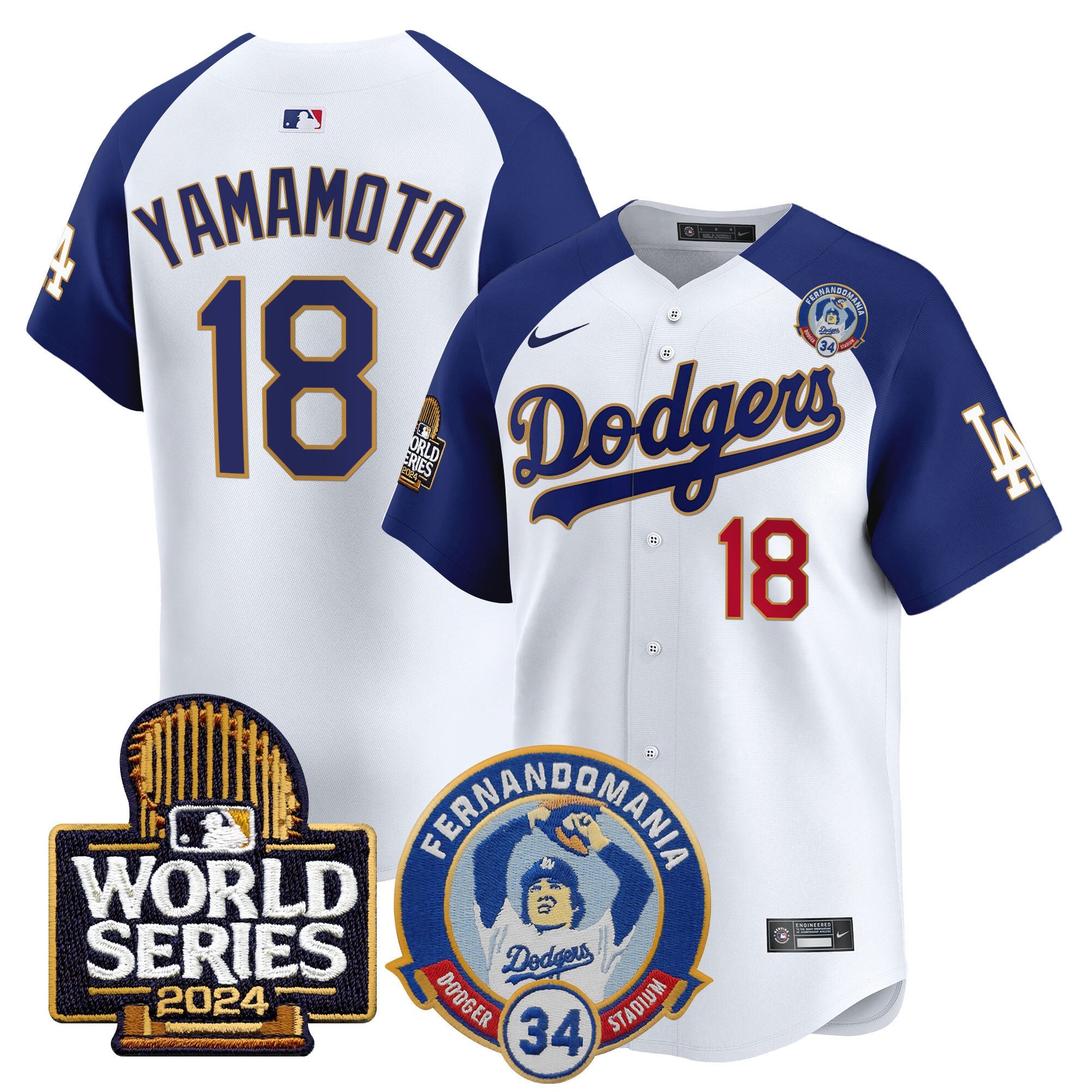 Men’s Fernando Valenzuela & 2024 World Series Patch Vapor Premier Limited Jersey