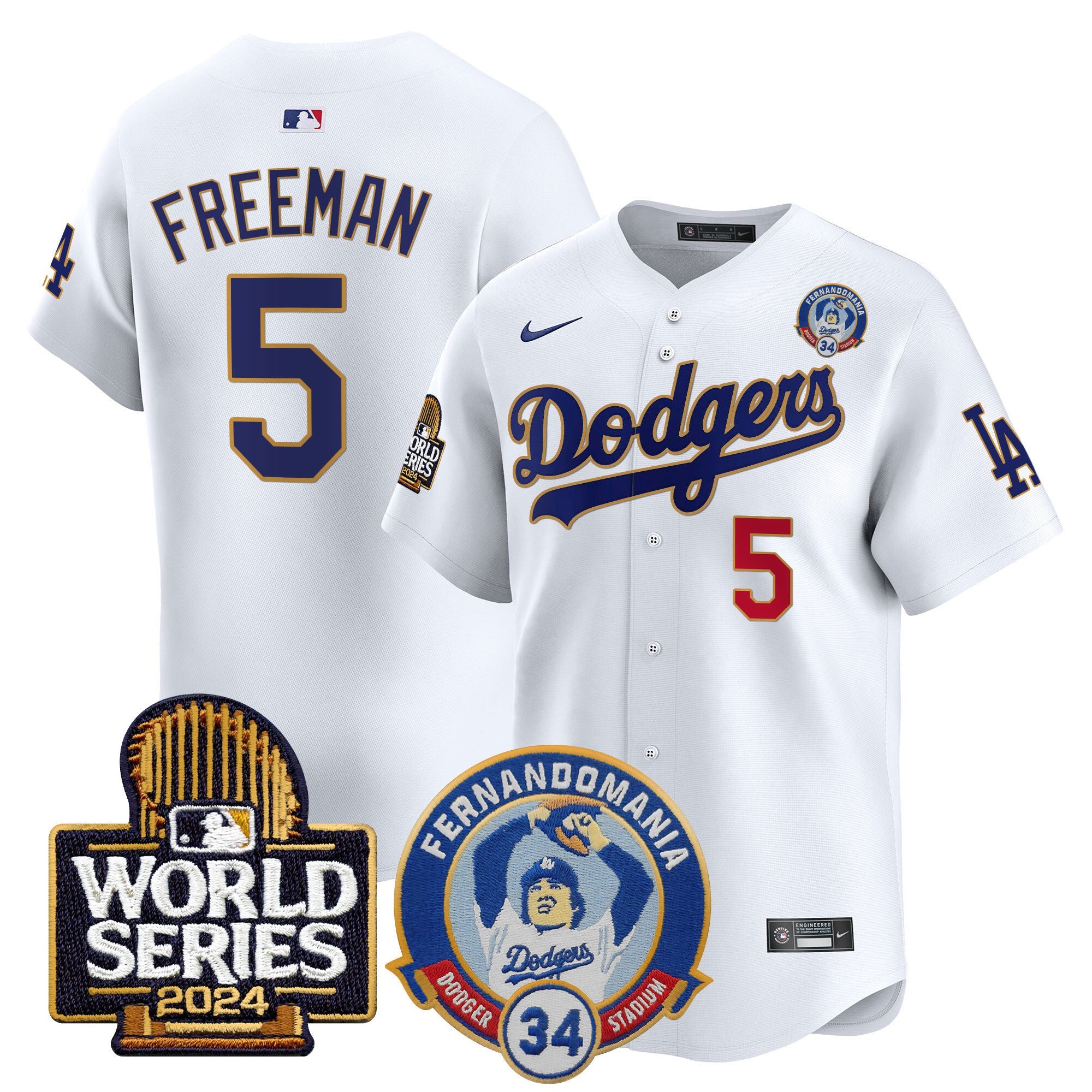 Men’s Fernando Valenzuela & 2024 World Series Patch Vapor Premier Limited Jersey