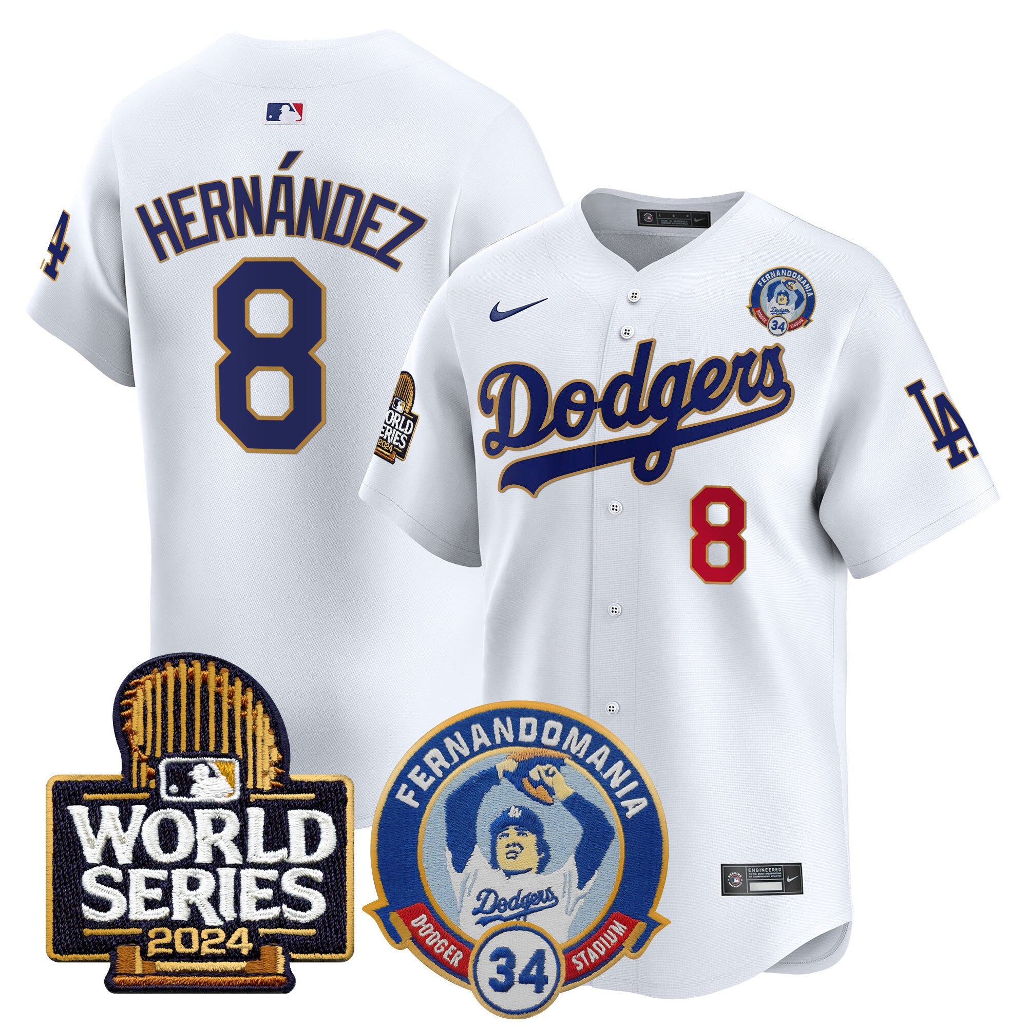 Men’s Fernando Valenzuela & 2024 World Series Patch Vapor Premier Limited Jersey
