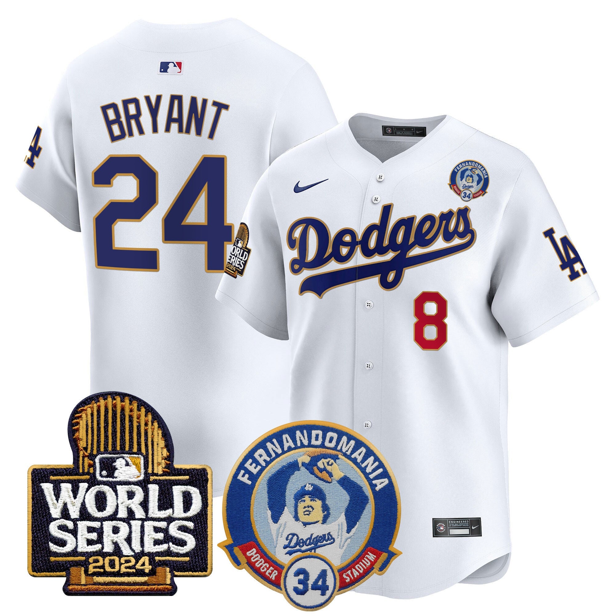 Men’s Fernando Valenzuela & 2024 World Series Patch Vapor Premier Limited Jersey
