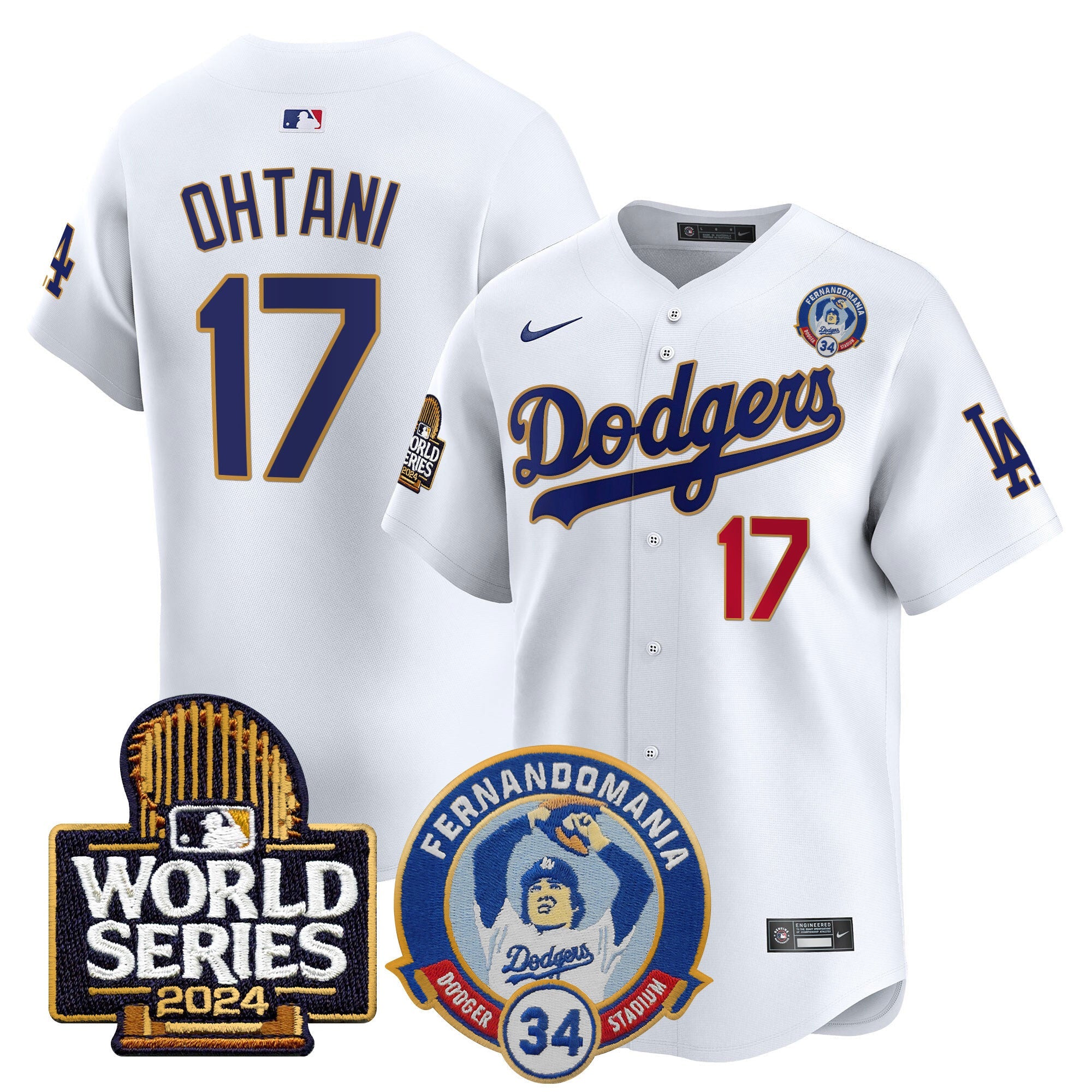 Men’s Fernando Valenzuela & 2024 World Series Patch Vapor Premier Limited Jersey